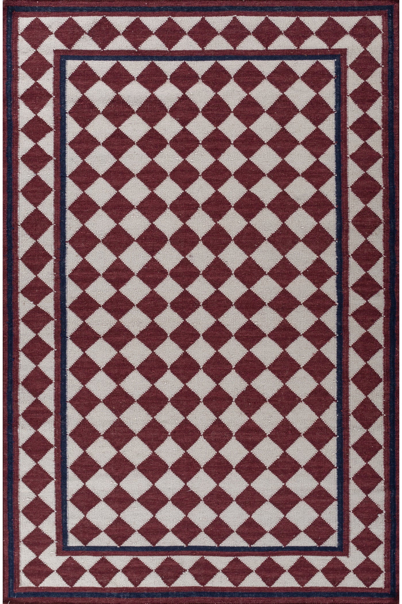 Jaipur Rugs Soft Harlequin 5X8 Feet Rug| Deep Red & White Hand Knotted Dhurrie Carpet For Living Room