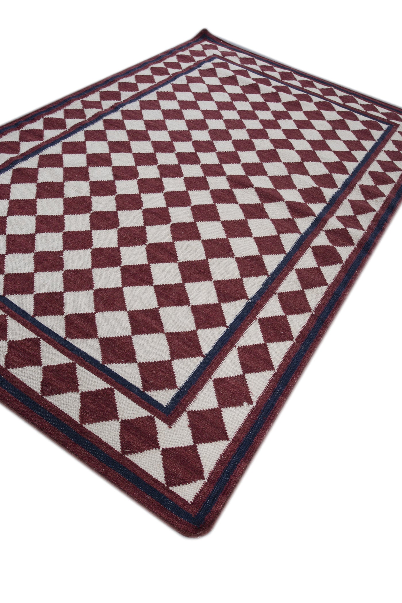 Jaipur Rugs Soft Harlequin 5X8 Feet Rug| Deep Red & White Hand Knotted Dhurrie Carpet For Living Room
