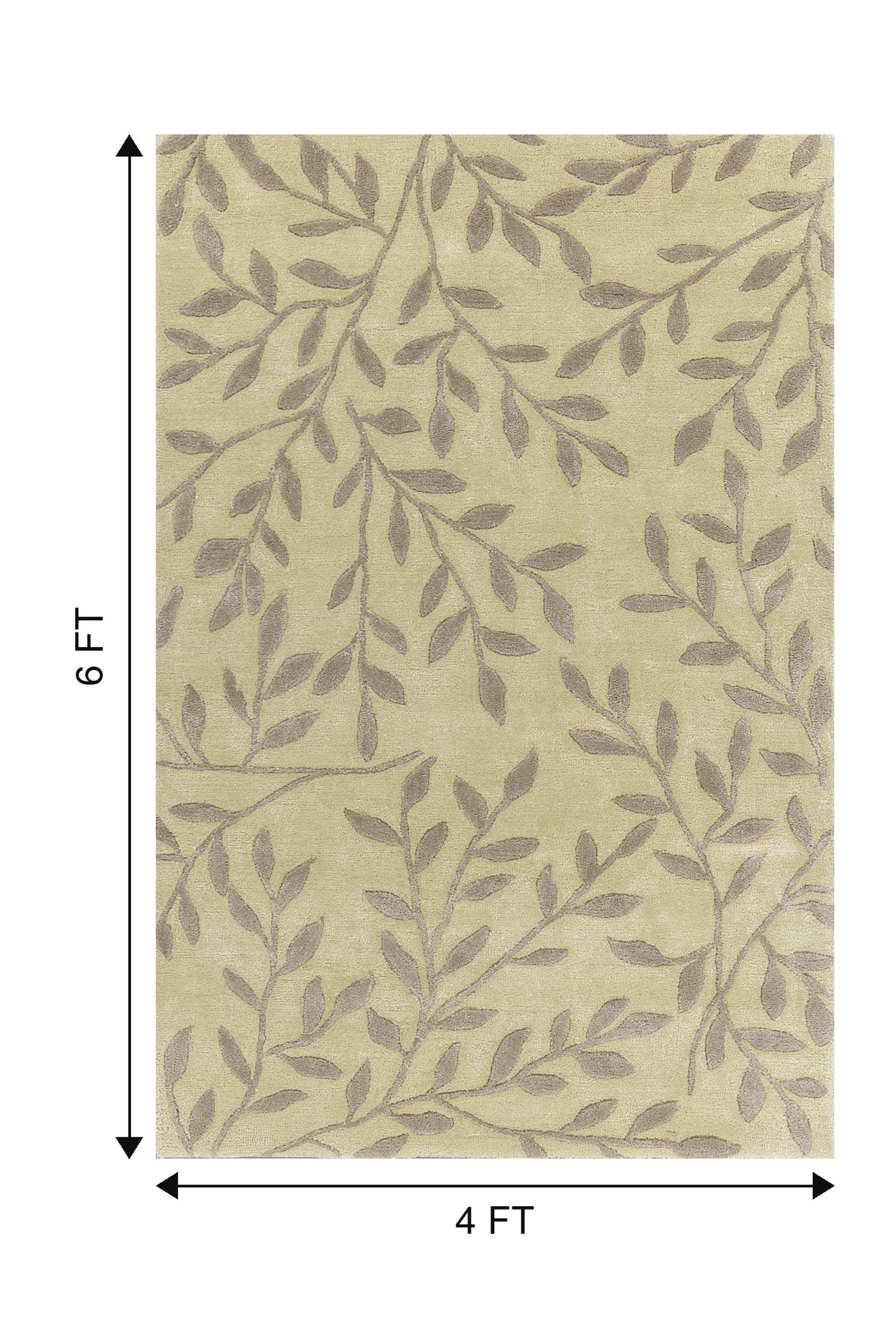Jaipur Rugs Soft Botanical 4X6 Feet Rug| Fresh Lemonade & Sand Hand Tufted Rug Carpet For Living Room
