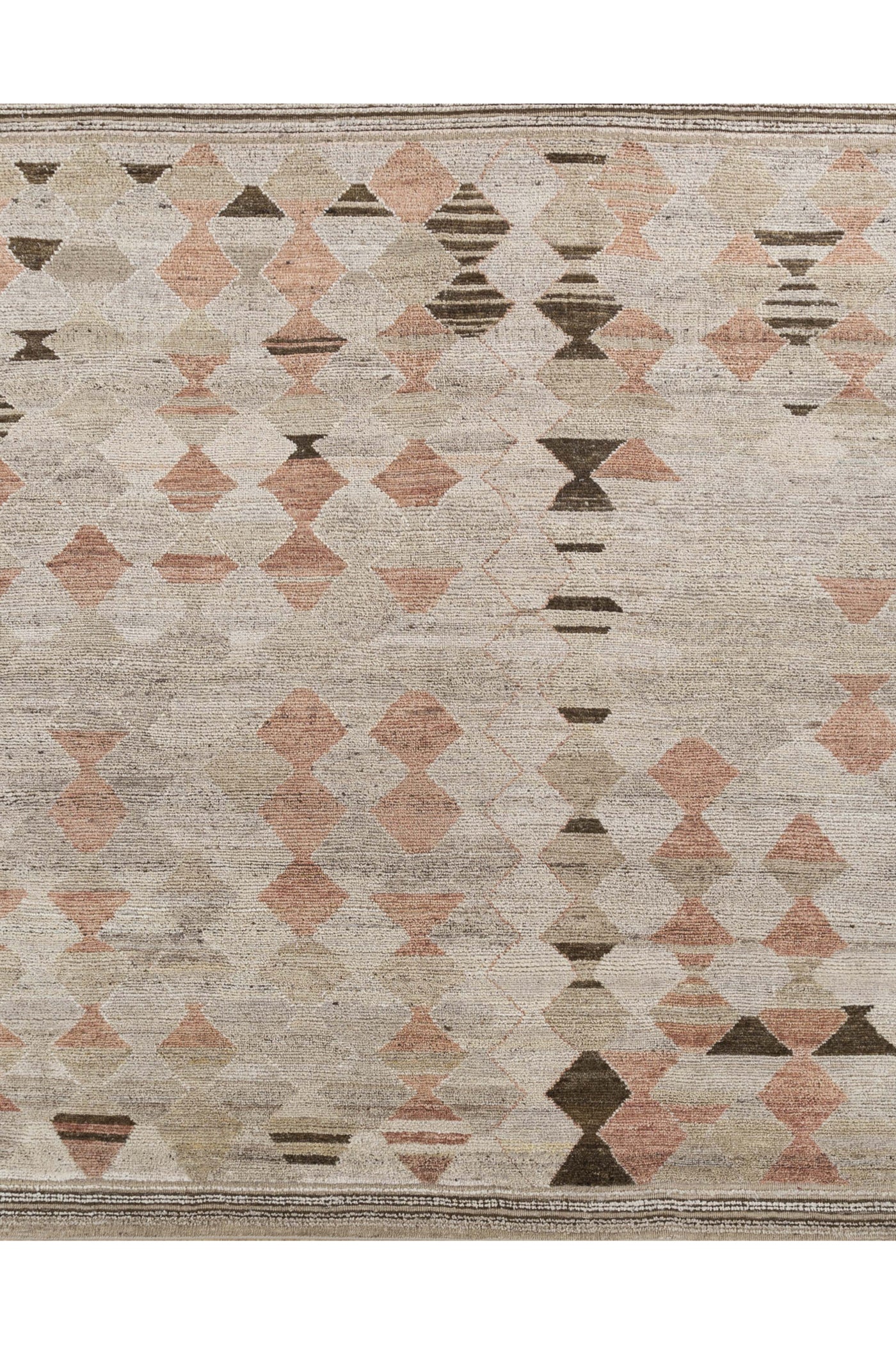 Jaipur Rugs Soft geometric 5X8 Feet Rug| Soft Gold & Light Coral Hand Knotted Rug Carpet For Living Room