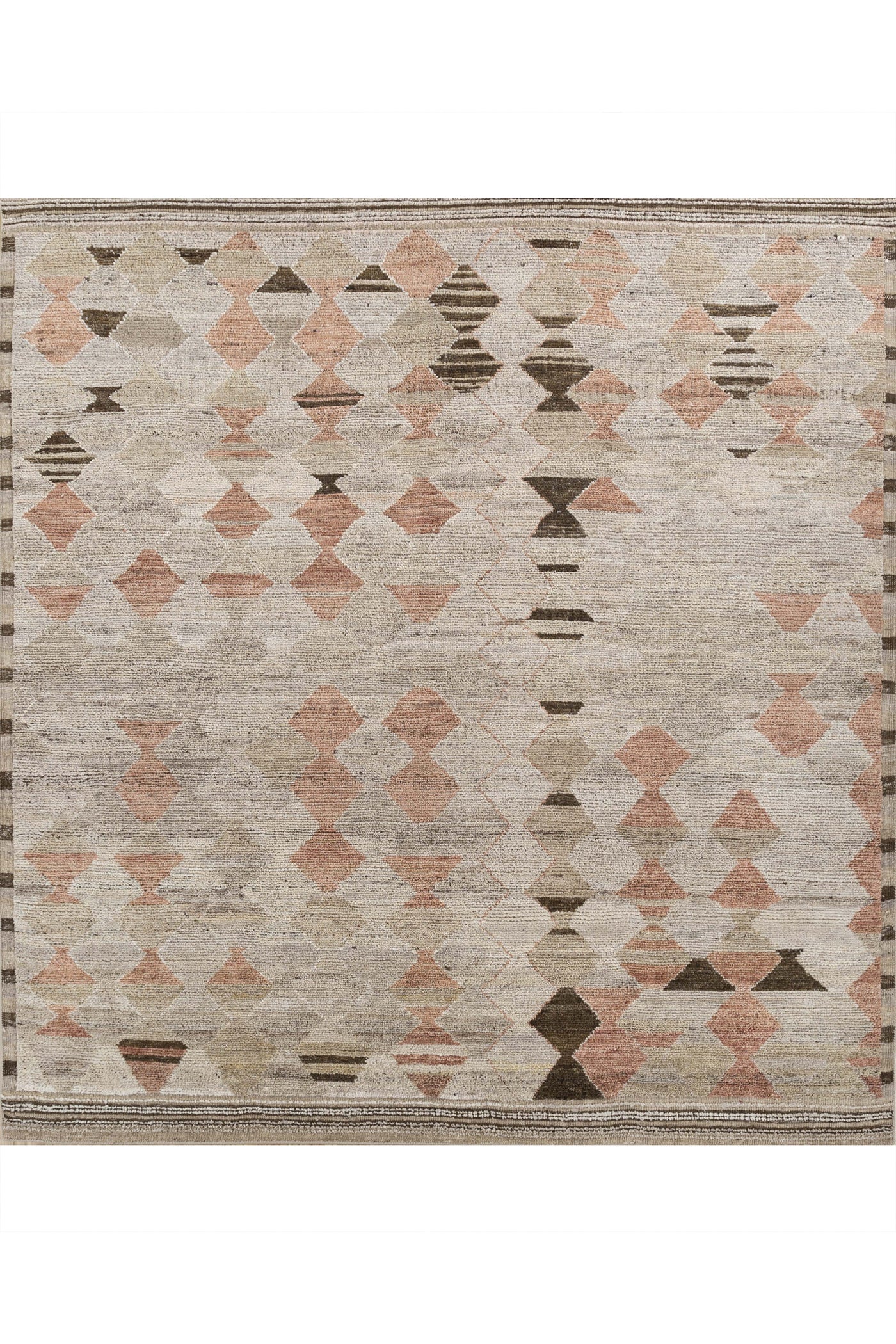 Jaipur Rugs Soft geometric 5X8 Feet Rug| Soft Gold & Light Coral Hand Knotted Rug Carpet For Living Room
