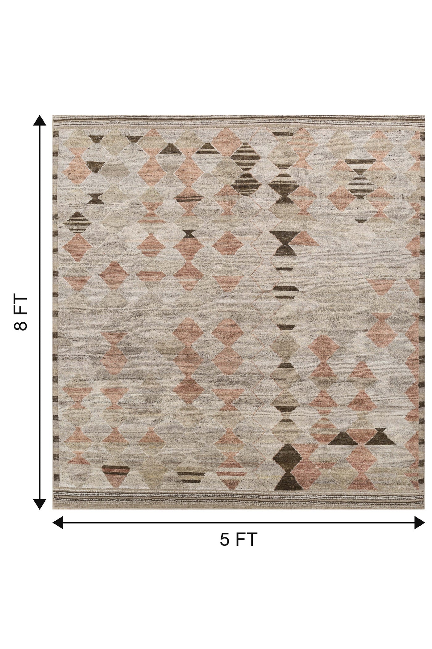 Jaipur Rugs Soft geometric 5X8 Feet Rug| Soft Gold & Light Coral Hand Knotted Rug Carpet For Living Room