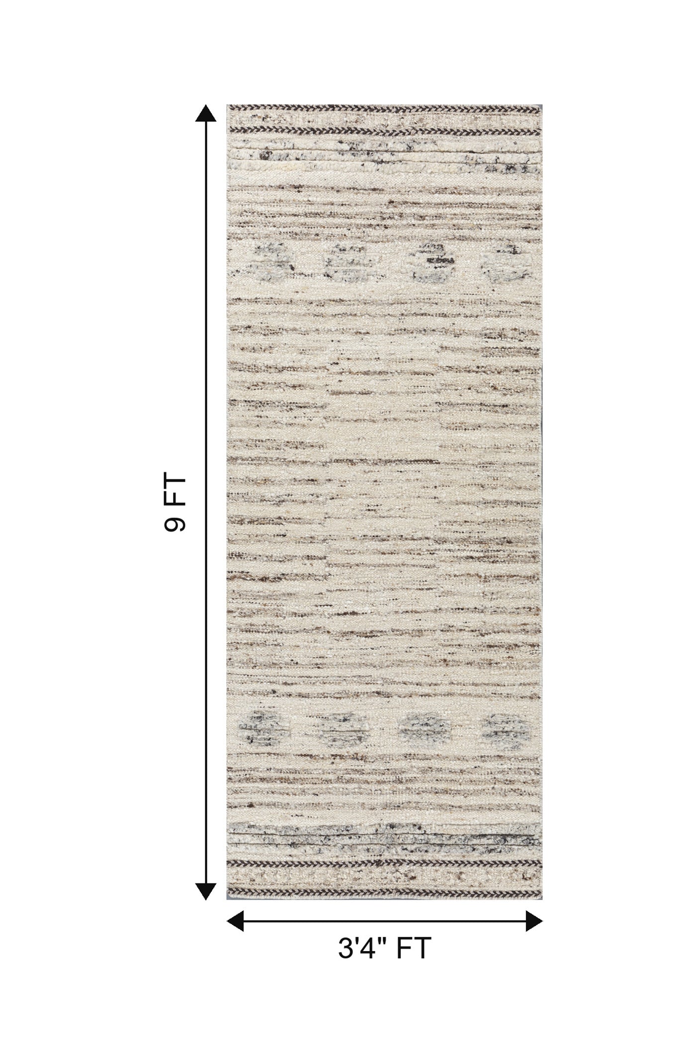 Jaipur Rugs Soft Moroccan and Tribal 3'4X9 Feet Rug| Natural Cream & Natural Mink Hand Knotted Dhurrie Carpet For Living Room