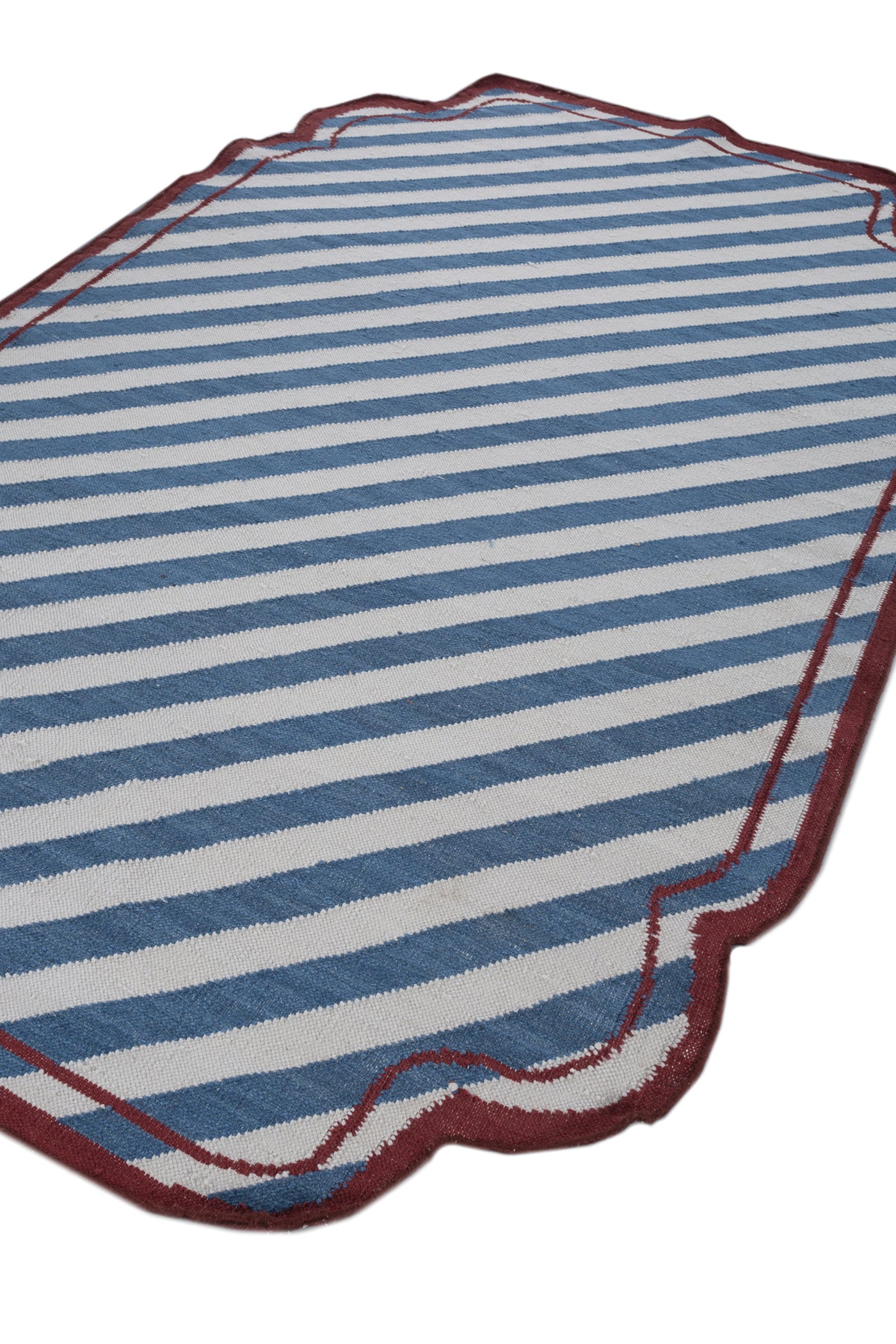 Jaipur Rugs Soft Striped 5X8 Feet Rug| Light Silver & Ink Blue Hand Knotted Dhurrie Carpet For Living Room