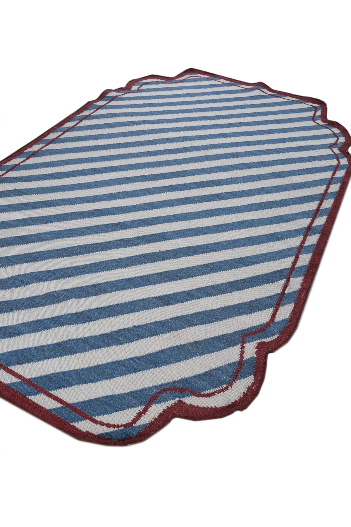 Jaipur Rugs Soft Striped 5X8 Feet Rug| Light Silver & Ink Blue Hand Knotted Dhurrie Carpet For Living Room