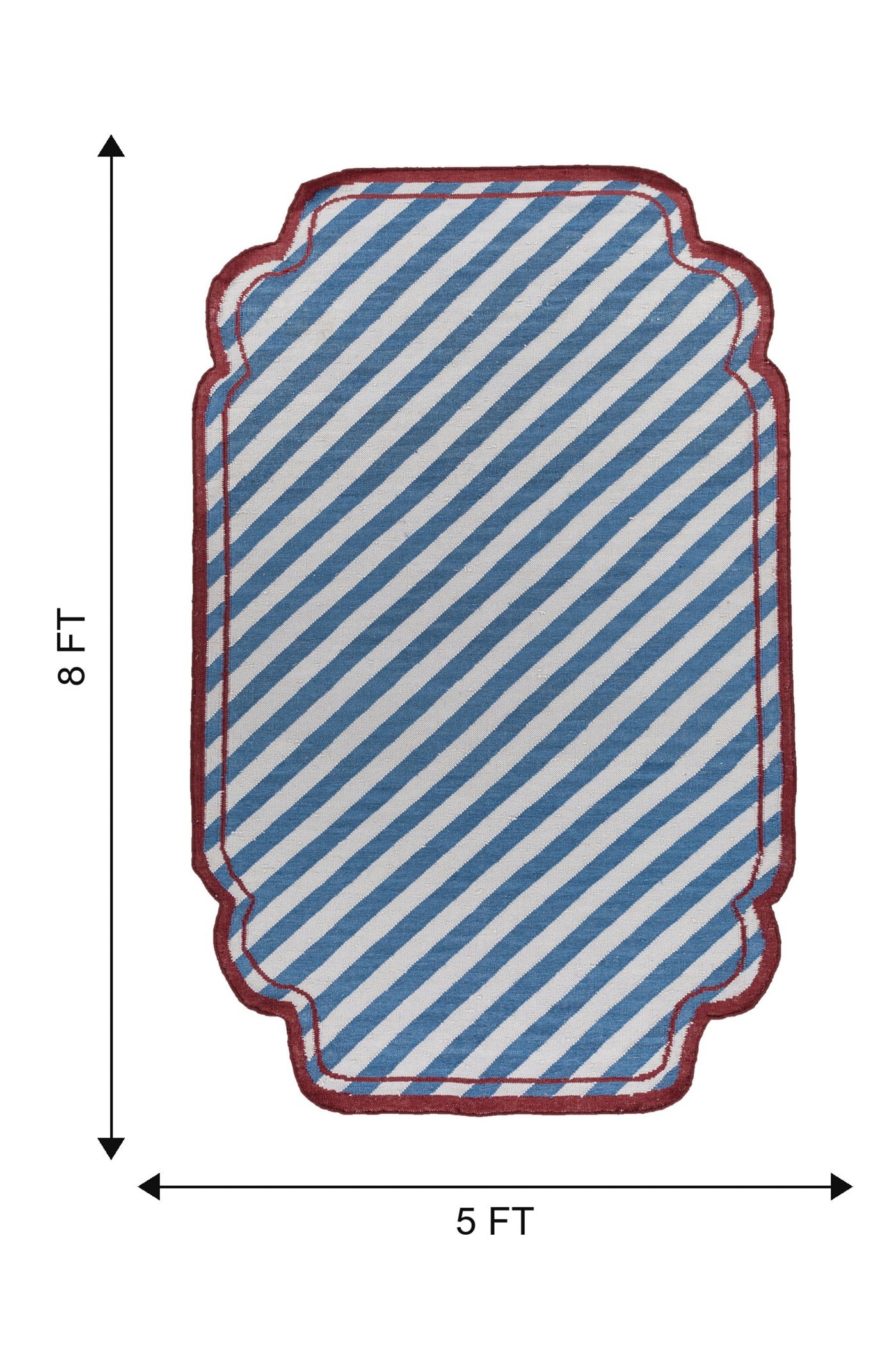 Jaipur Rugs Soft Striped 5X8 Feet Rug| Light Silver & Ink Blue Hand Knotted Dhurrie Carpet For Living Room