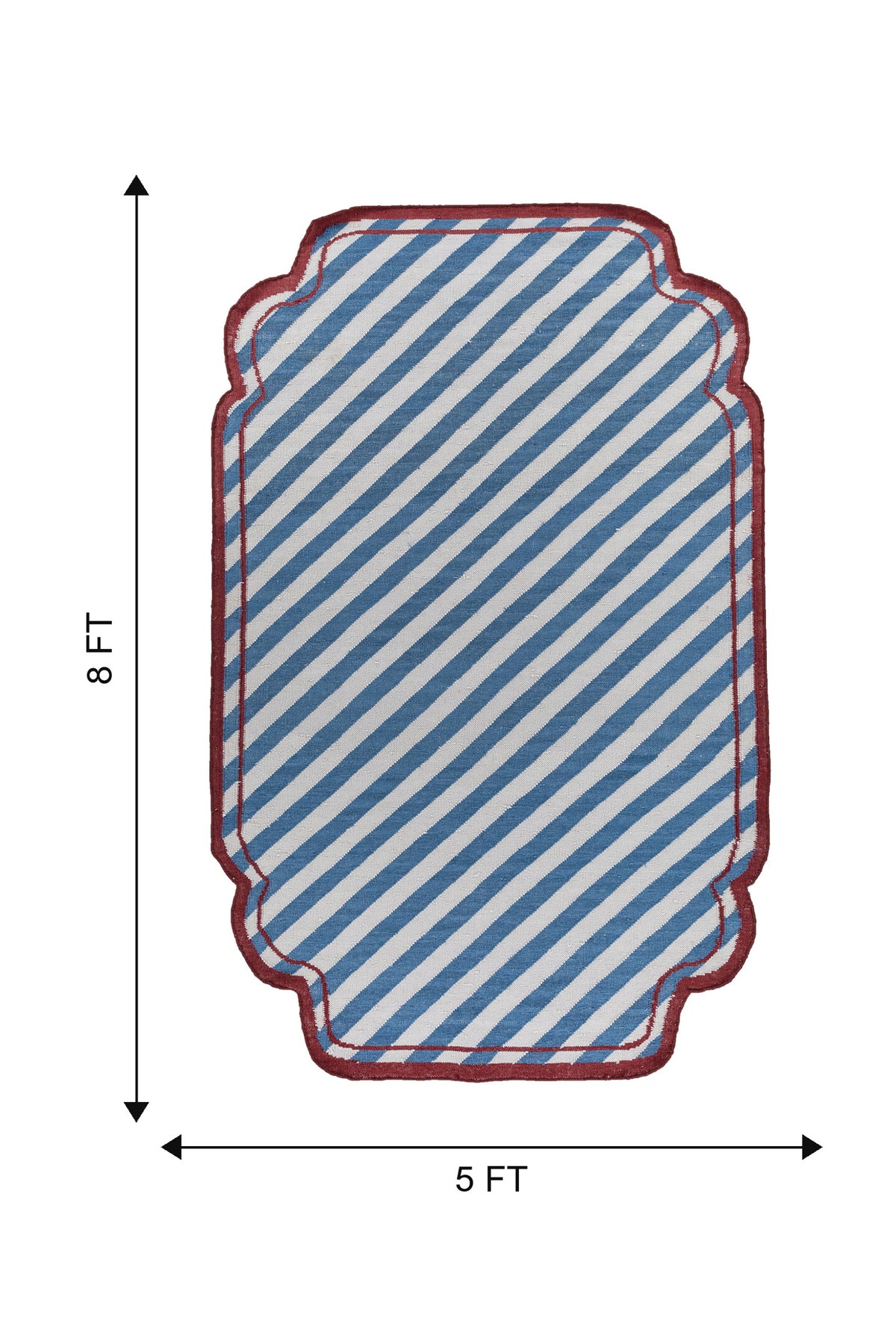 Jaipur Rugs Soft Striped 5X8 Feet Rug| Light Silver & Ink Blue Hand Knotted Dhurrie Carpet For Living Room