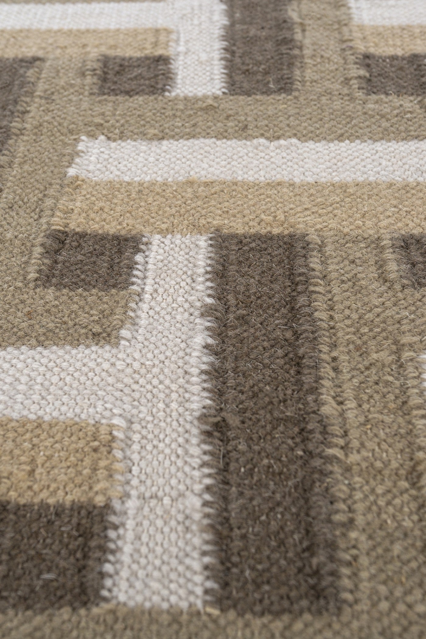 Jaipur Rugs Soft Basket Weave Geomatric 5X8 Feet Rug| Mushroom & White Hand Knotted Dhurrie Carpet For Living Room
