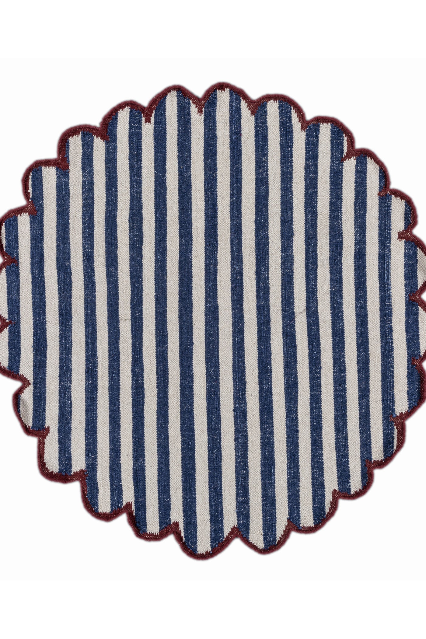 Jaipur Rugs Soft Striped 5X5 Feet Rug| White & Medium Cobalt Hand Knotted Dhurrie Carpet For Living Room