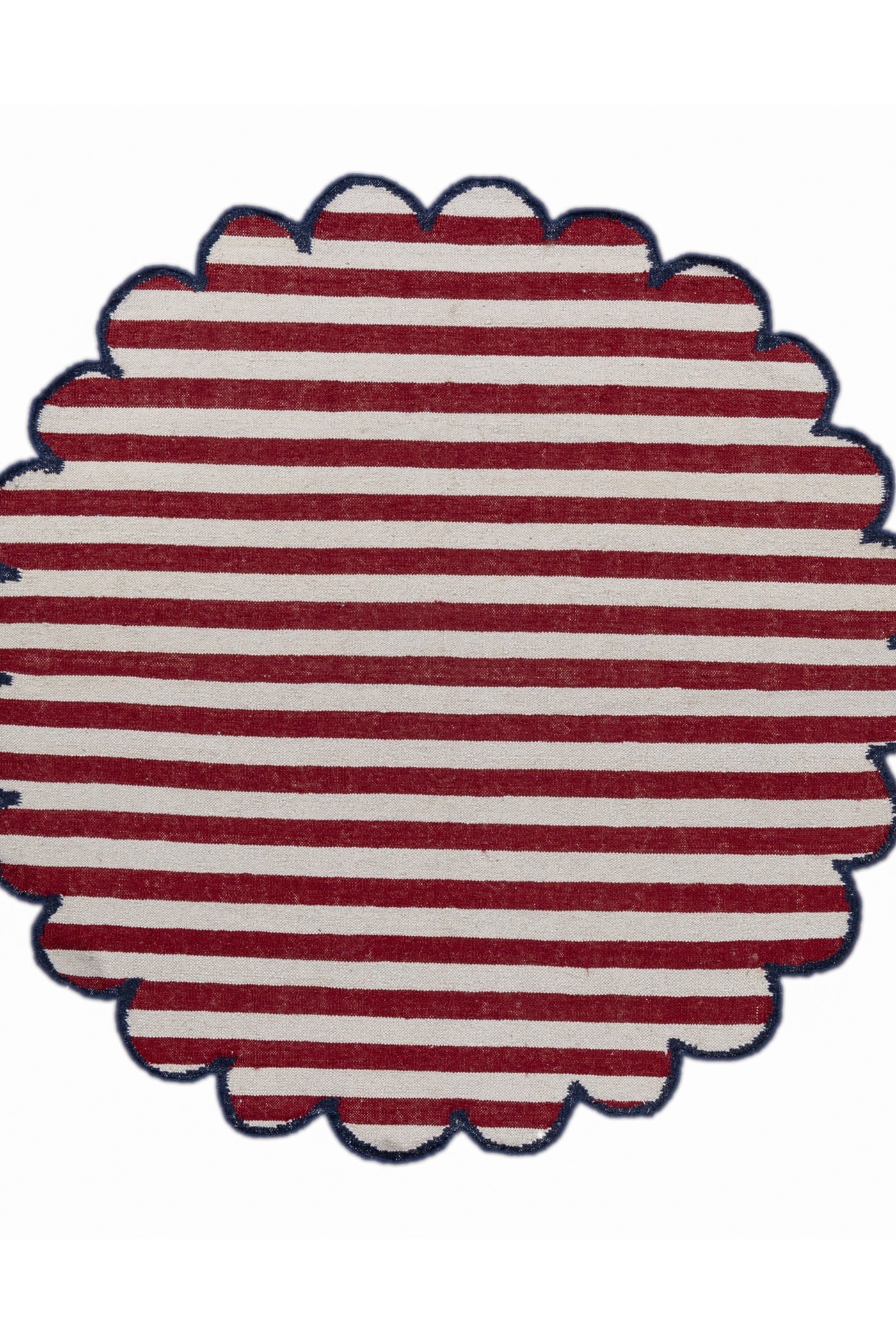 Jaipur Rugs Soft Striped 5X5 Feet Rug| White & Medium Red Hand Knotted Dhurrie Carpet For Living Room
