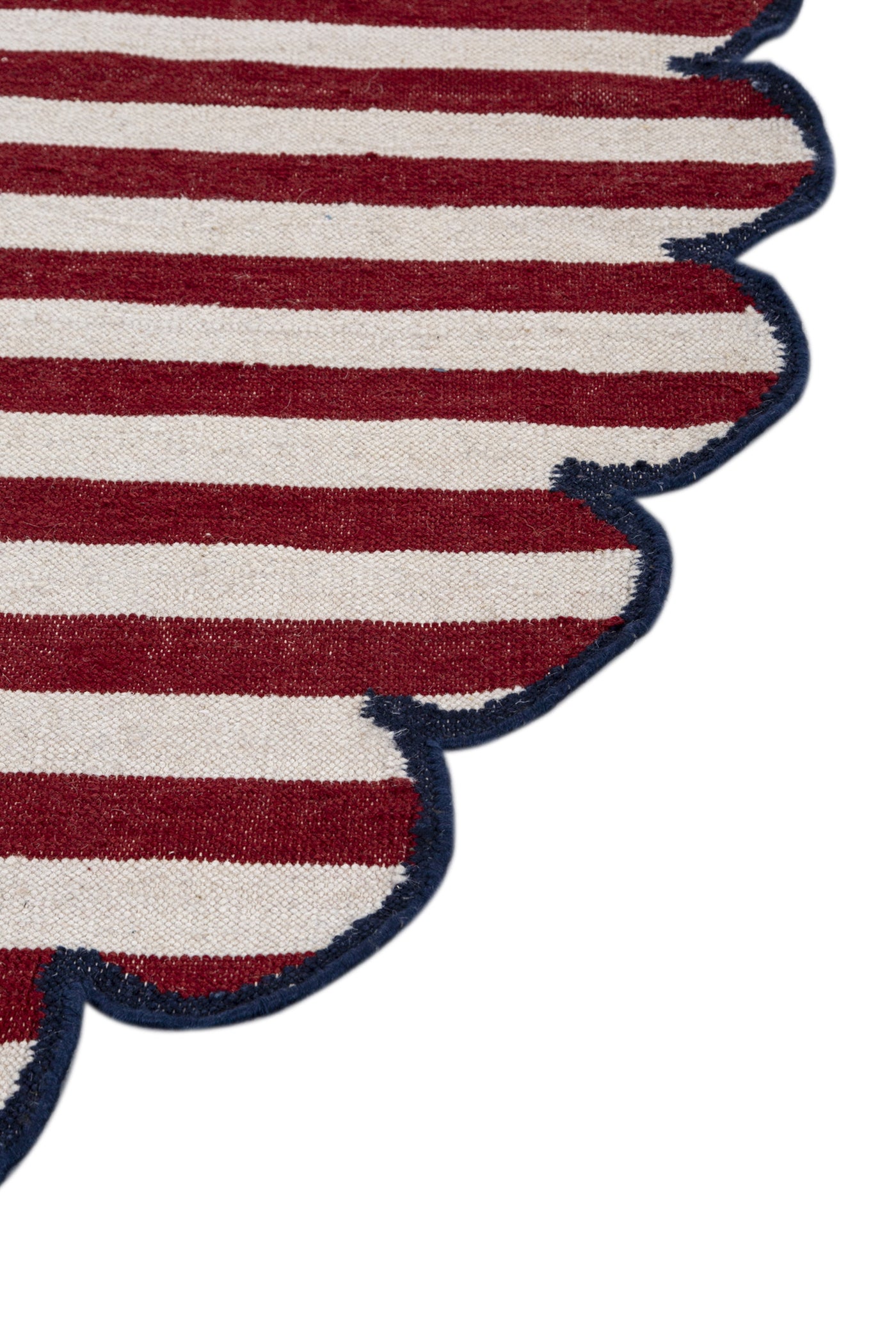 Jaipur Rugs Soft Striped 5X5 Feet Rug| White & Medium Red Hand Knotted Dhurrie Carpet For Living Room