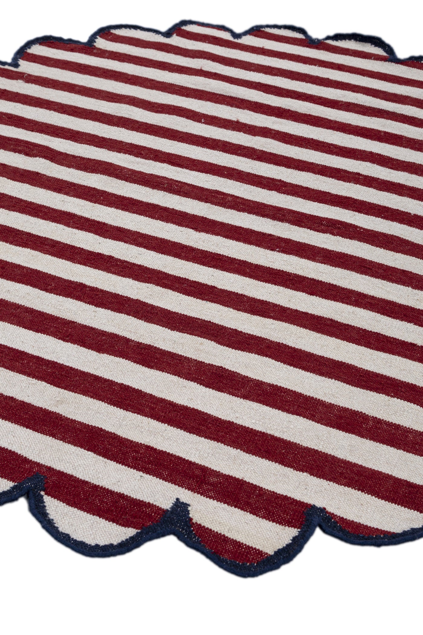 Jaipur Rugs Soft Striped 5X5 Feet Rug| White & Medium Red Hand Knotted Dhurrie Carpet For Living Room
