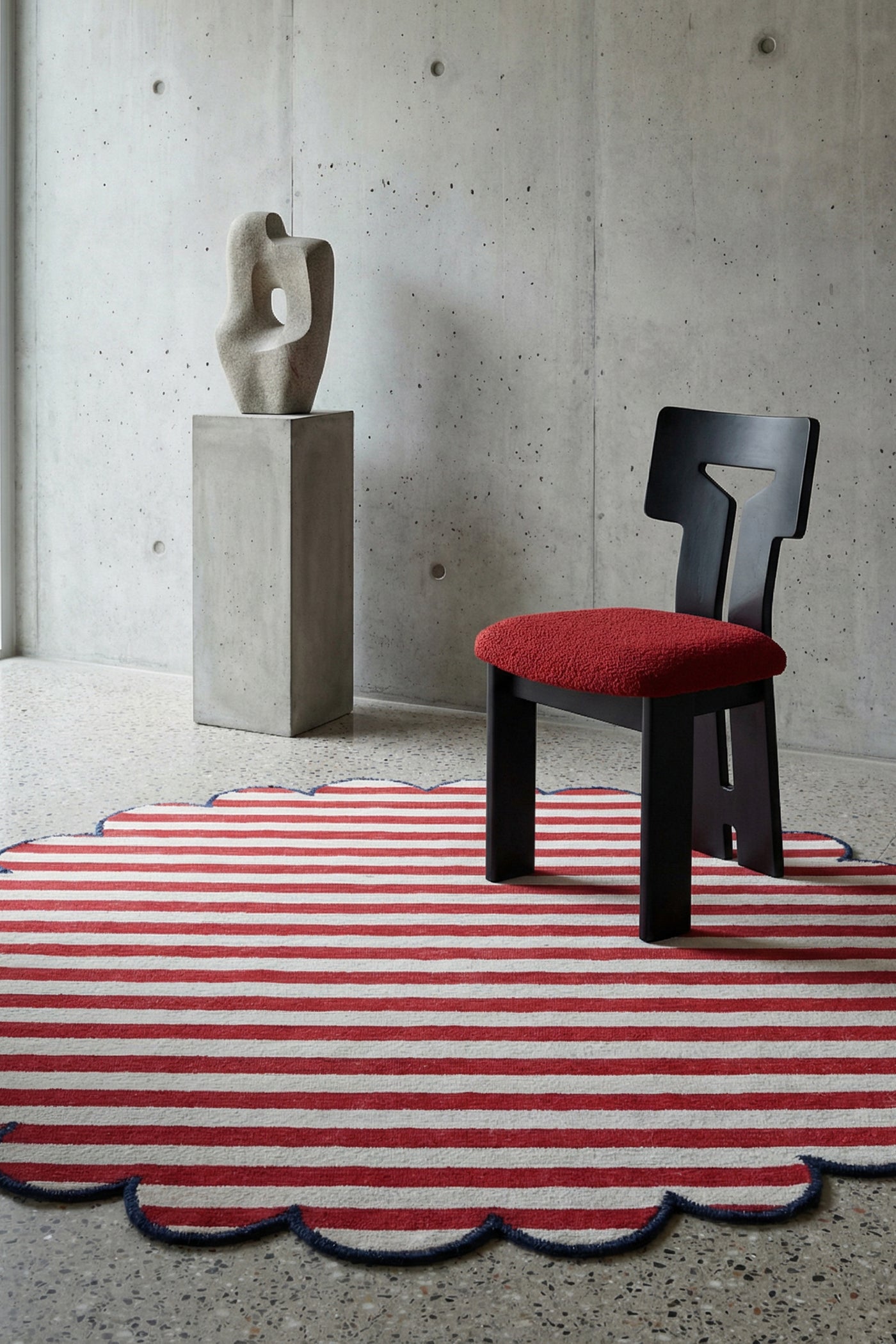 Jaipur Rugs Soft Striped 5X5 Feet Rug| White & Medium Red Hand Knotted Dhurrie Carpet For Living Room