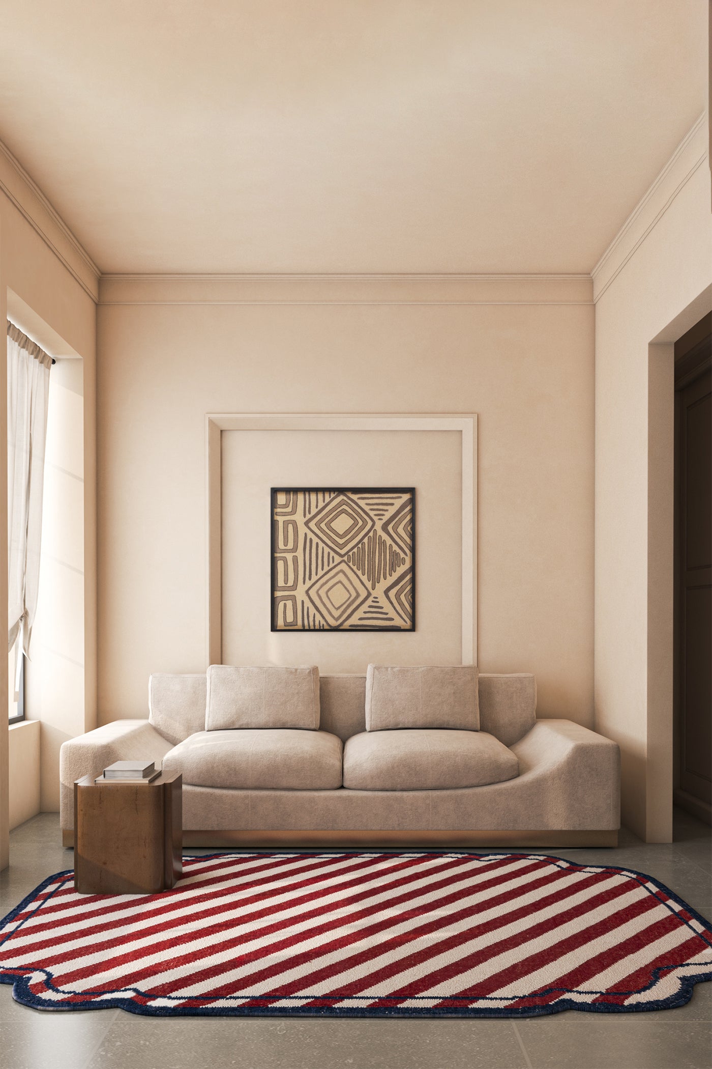 Jaipur Rugs Soft Striped 5X8 Feet Rug| Medium Red & White Hand Knotted Dhurrie Carpet For Living Room