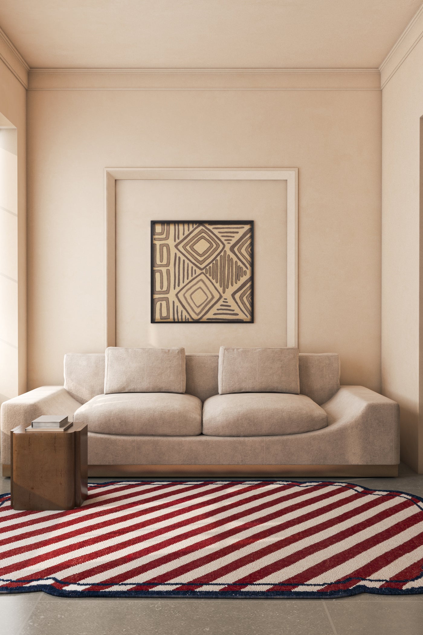 Jaipur Rugs Soft Striped 5X8 Feet Rug| Medium Red & White Hand Knotted Dhurrie Carpet For Living Room