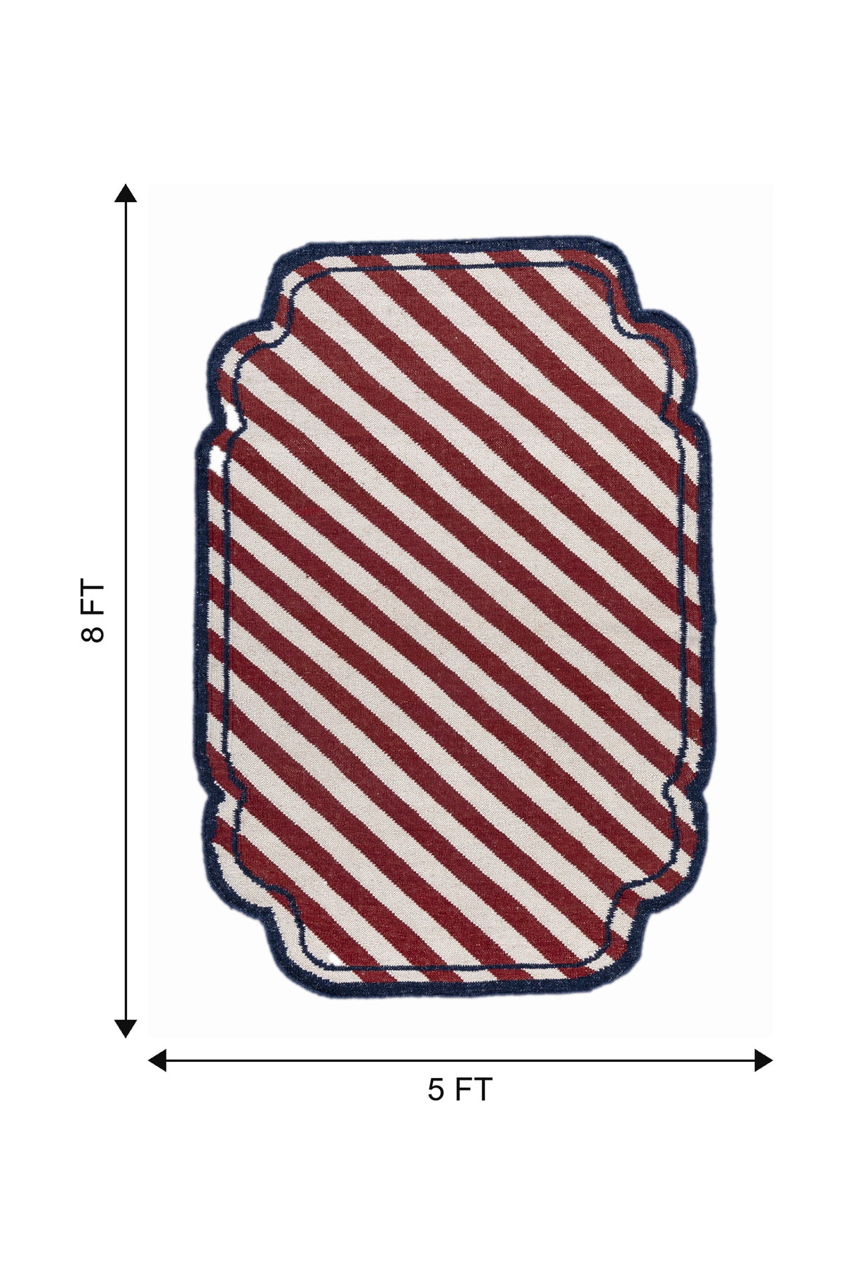 Jaipur Rugs Soft Striped 5X8 Feet Rug| Medium Red & White Hand Knotted Dhurrie Carpet For Living Room