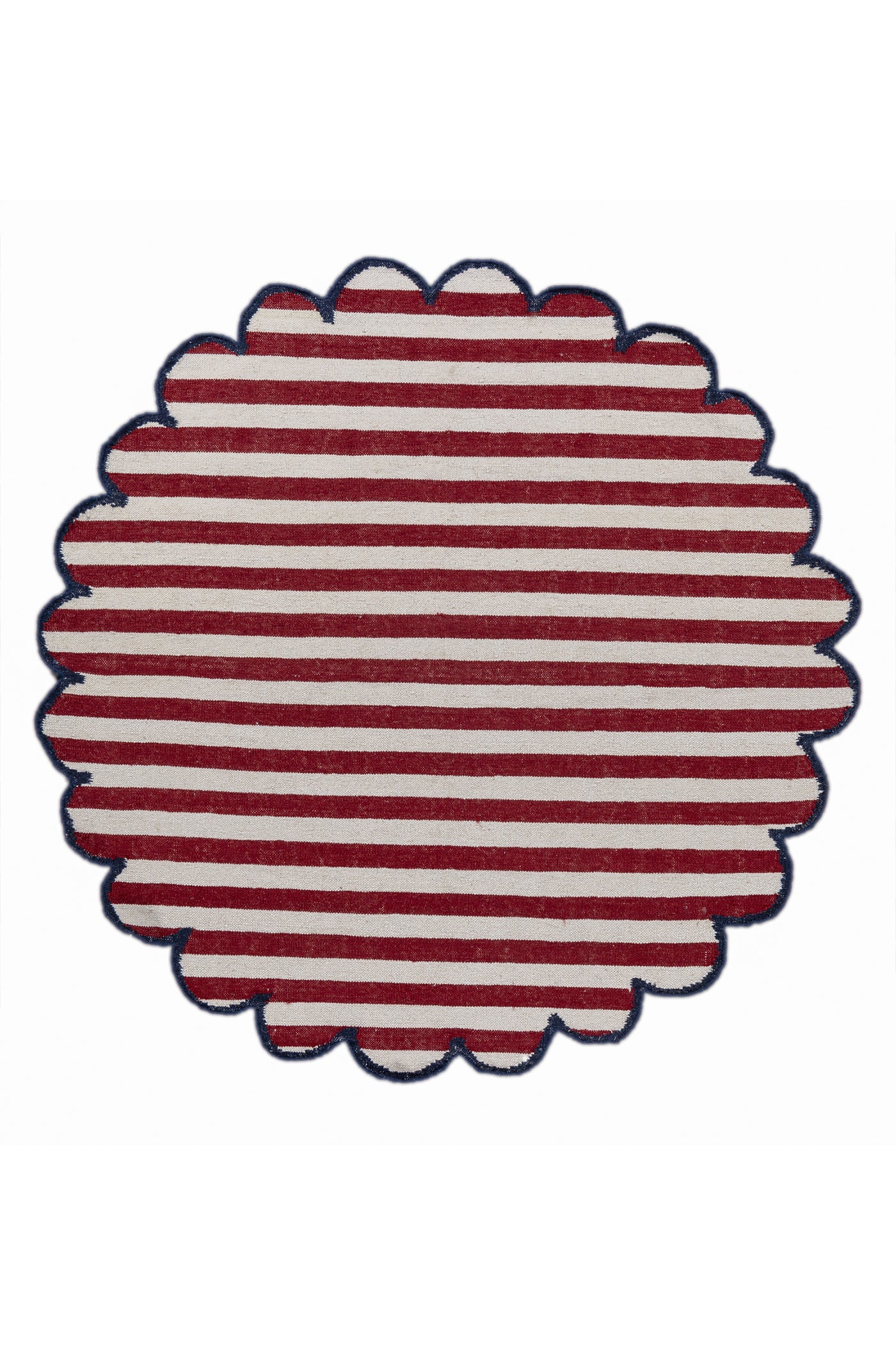 Jaipur Rugs Soft Striped 6X6 Feet Rug| White & Medium Red Hand Knotted Dhurrie Carpet For Living Room