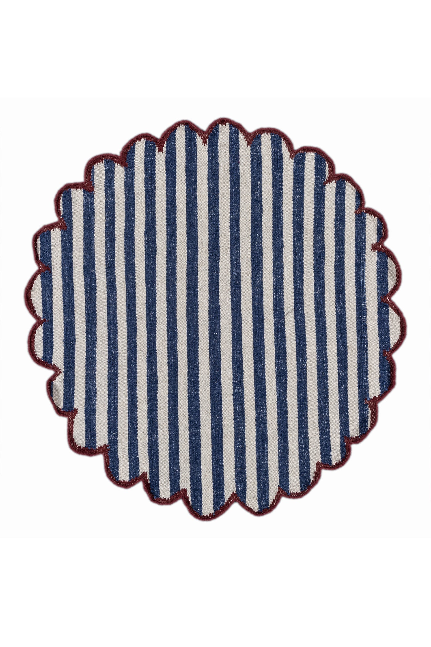 Jaipur Rugs Soft Striped 6X6 Feet Rug| White & Medium Cobalt Hand Knotted Dhurrie Carpet For Living Room