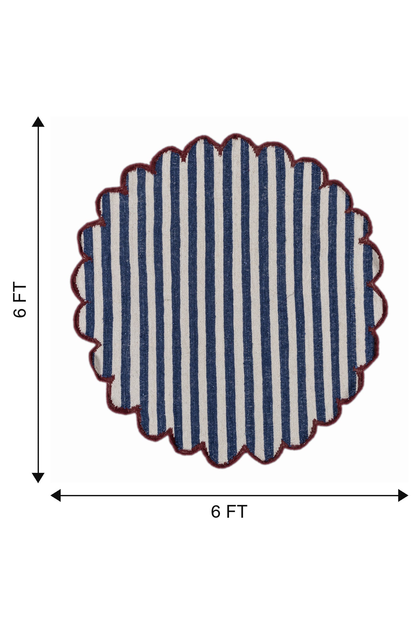 Jaipur Rugs Soft Striped 6X6 Feet Rug| White & Medium Cobalt Hand Knotted Dhurrie Carpet For Living Room