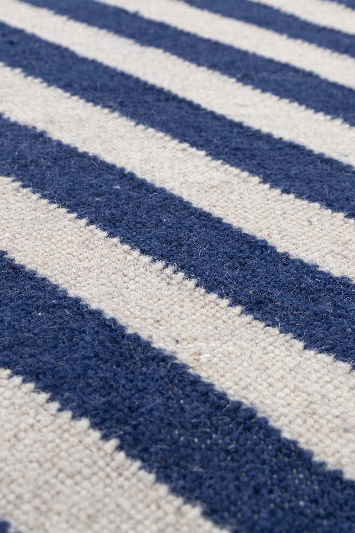 Jaipur Rugs Soft Striped 6X9 Feet Rug| Medium Cobalt & White Hand Knotted Dhurrie Carpet For Living Room