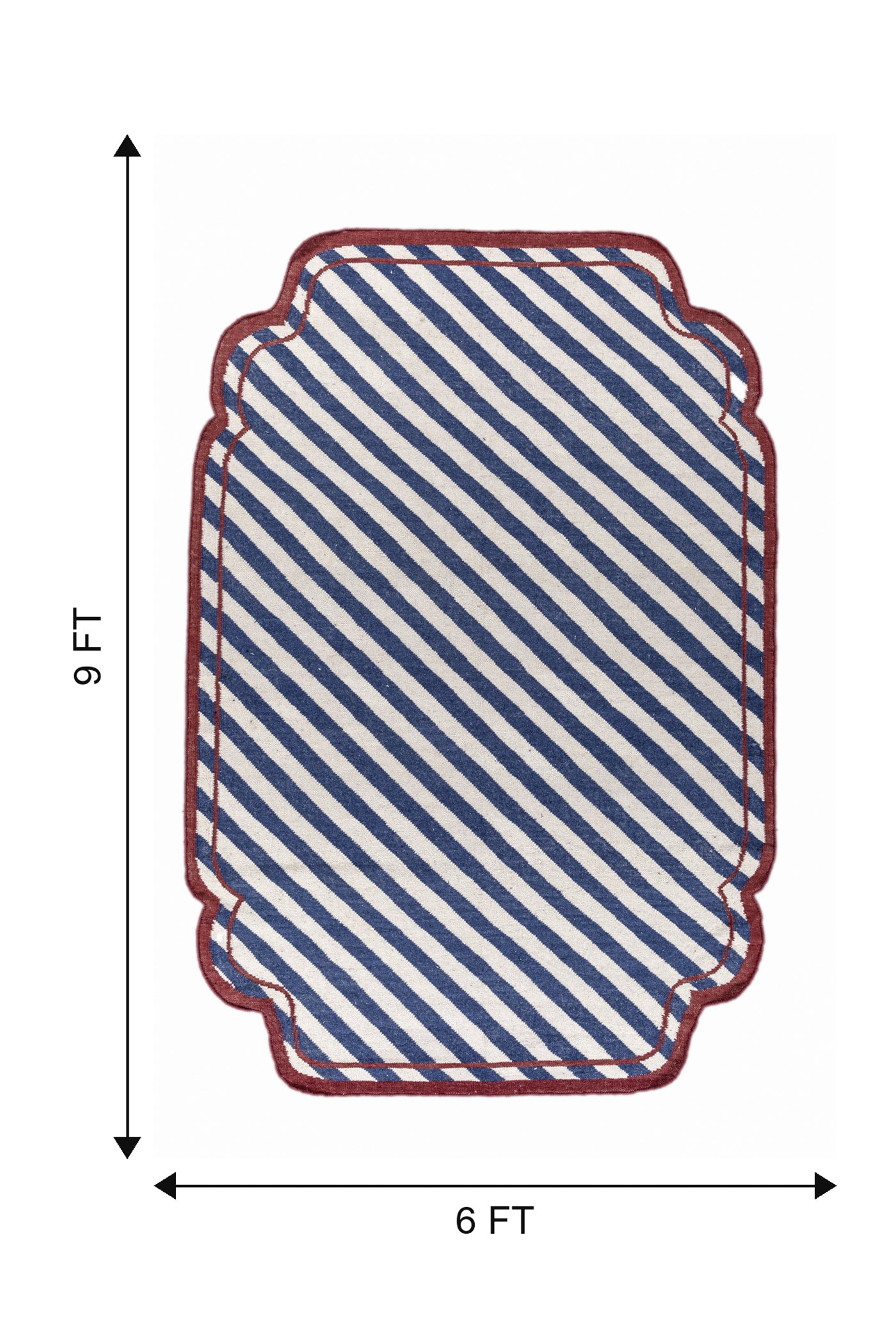 Jaipur Rugs Soft Striped 6X9 Feet Rug| Medium Cobalt & White Hand Knotted Dhurrie Carpet For Living Room