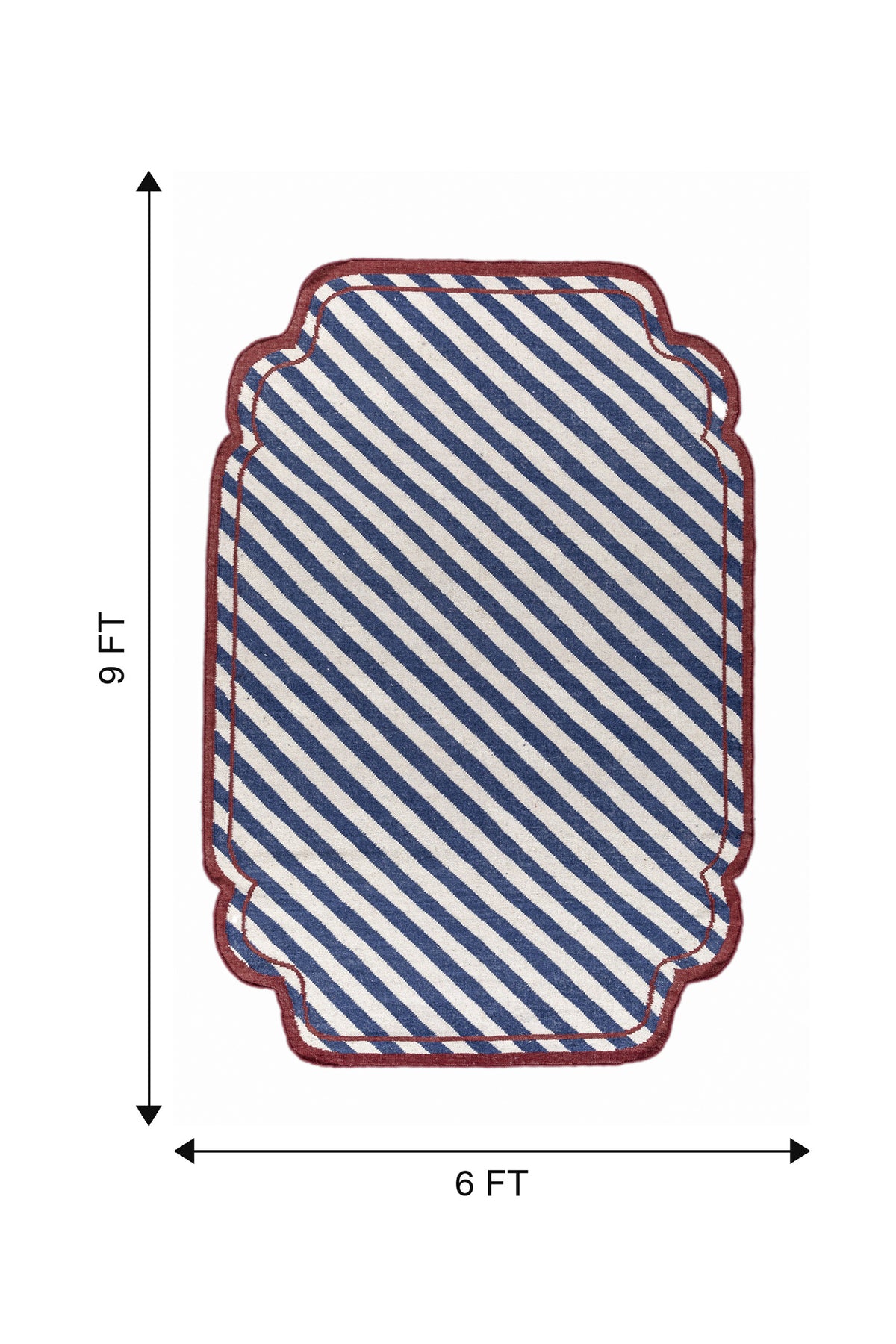 Jaipur Rugs Soft Striped 6X9 Feet Rug| Medium Cobalt & White Hand Knotted Dhurrie Carpet For Living Room