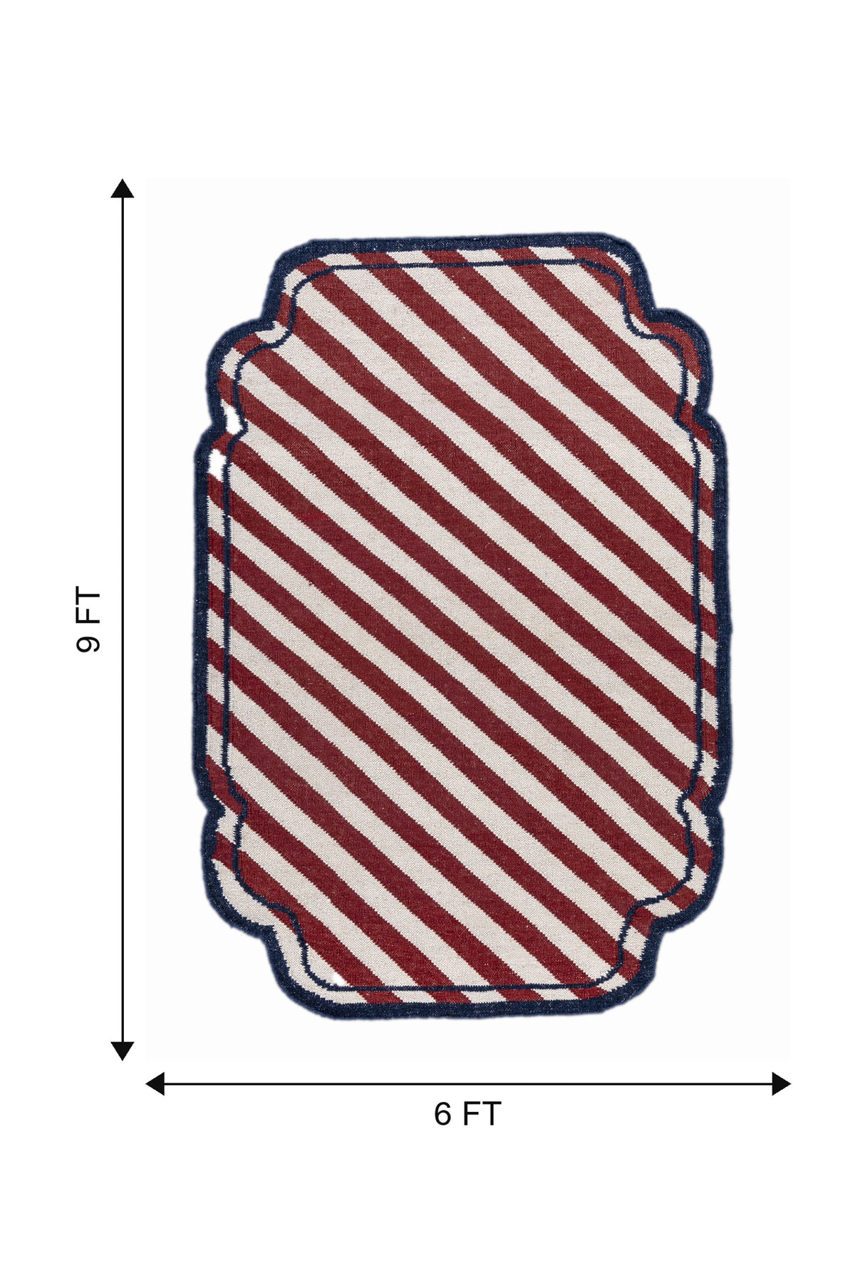 Jaipur Rugs Soft Striped 6X9 Feet Rug| Medium Red & White Hand Knotted Dhurrie Carpet For Living Room
