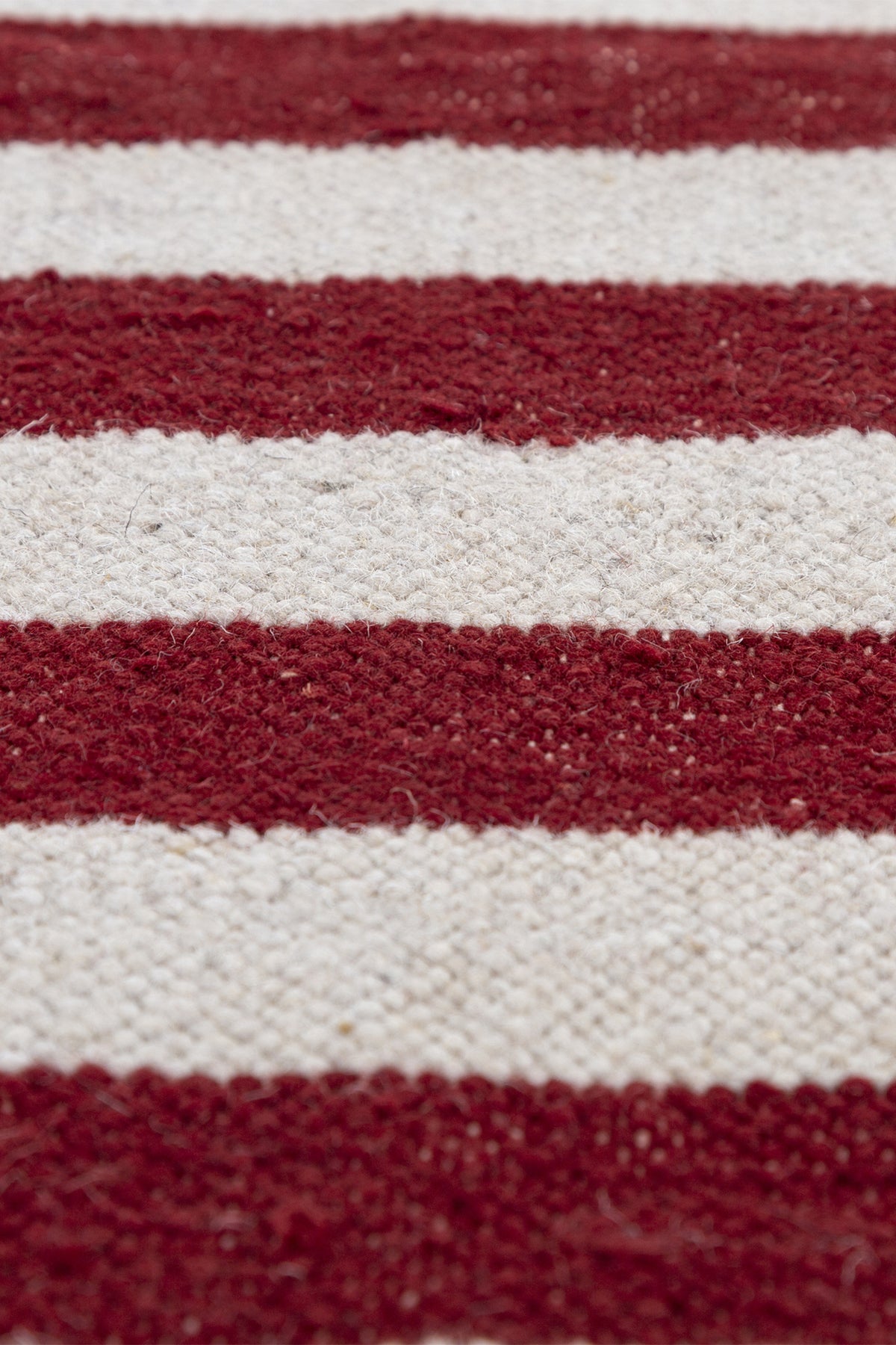 Jaipur Rugs Soft Striped 8X8 Feet Rug| White & Medium Red Hand Knotted Dhurrie Carpet For Living Room