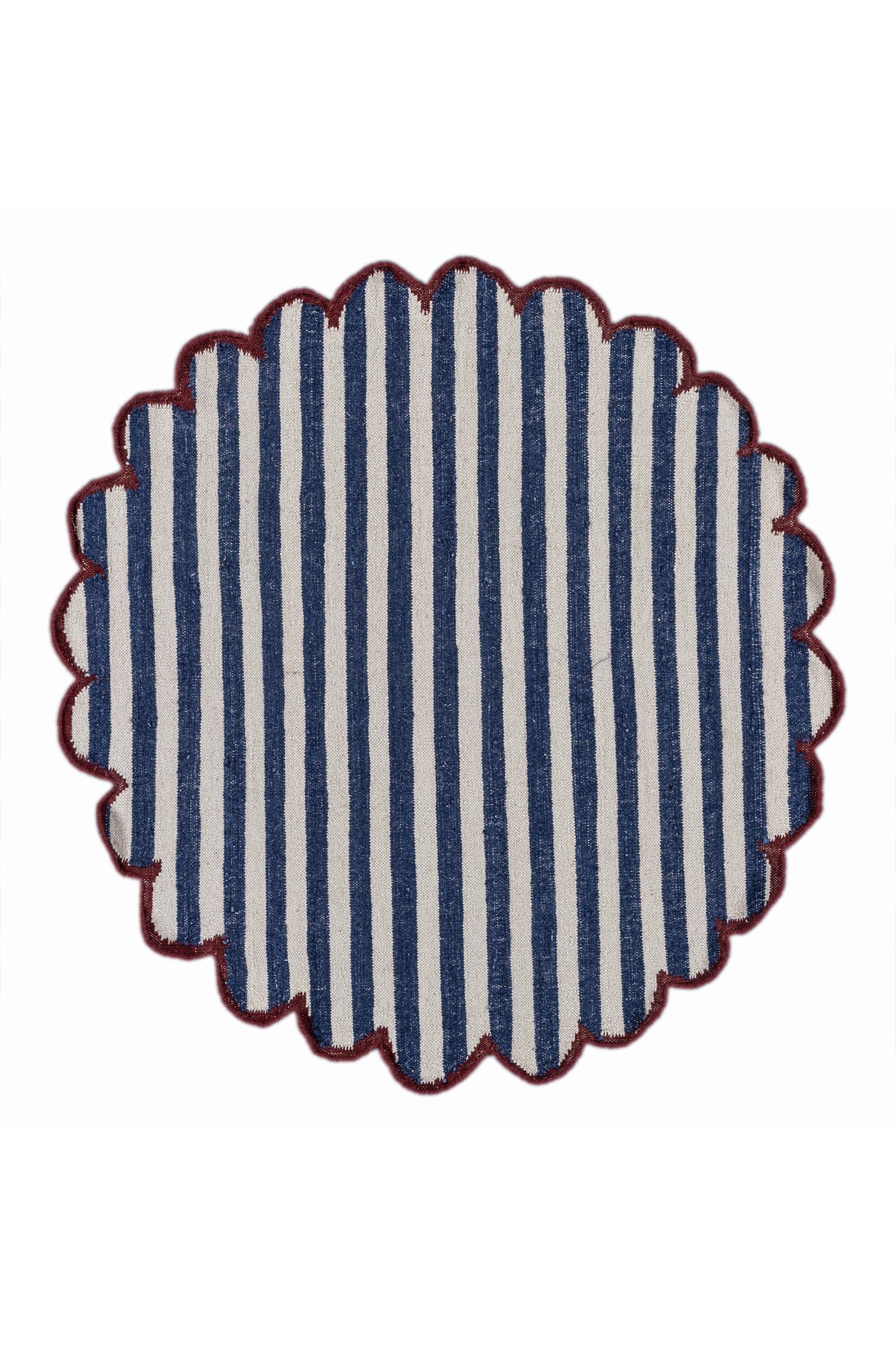 Jaipur Rugs Soft Striped 8X8 Feet Rug| White & Medium Cobalt Hand Knotted Dhurrie Carpet For Living Room