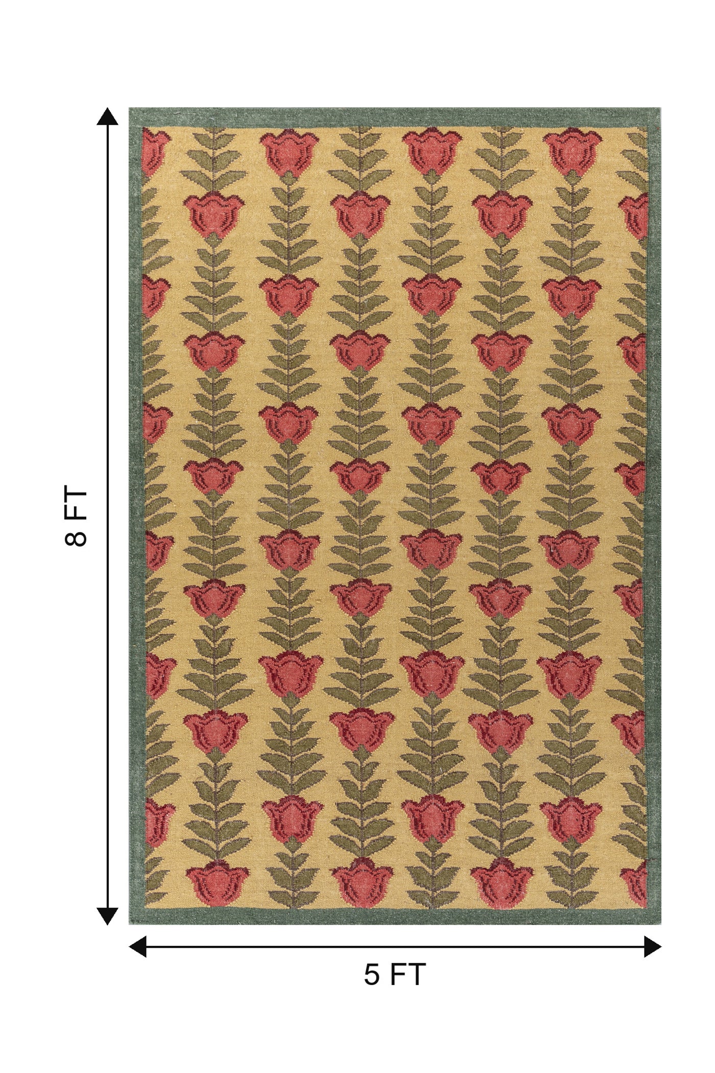 Jaipur Rugs Soft Ethnic Floral 5X8 Feet Rug| Nugget Gold & Walnut Hand Knotted Dhurrie Carpet For Living Room