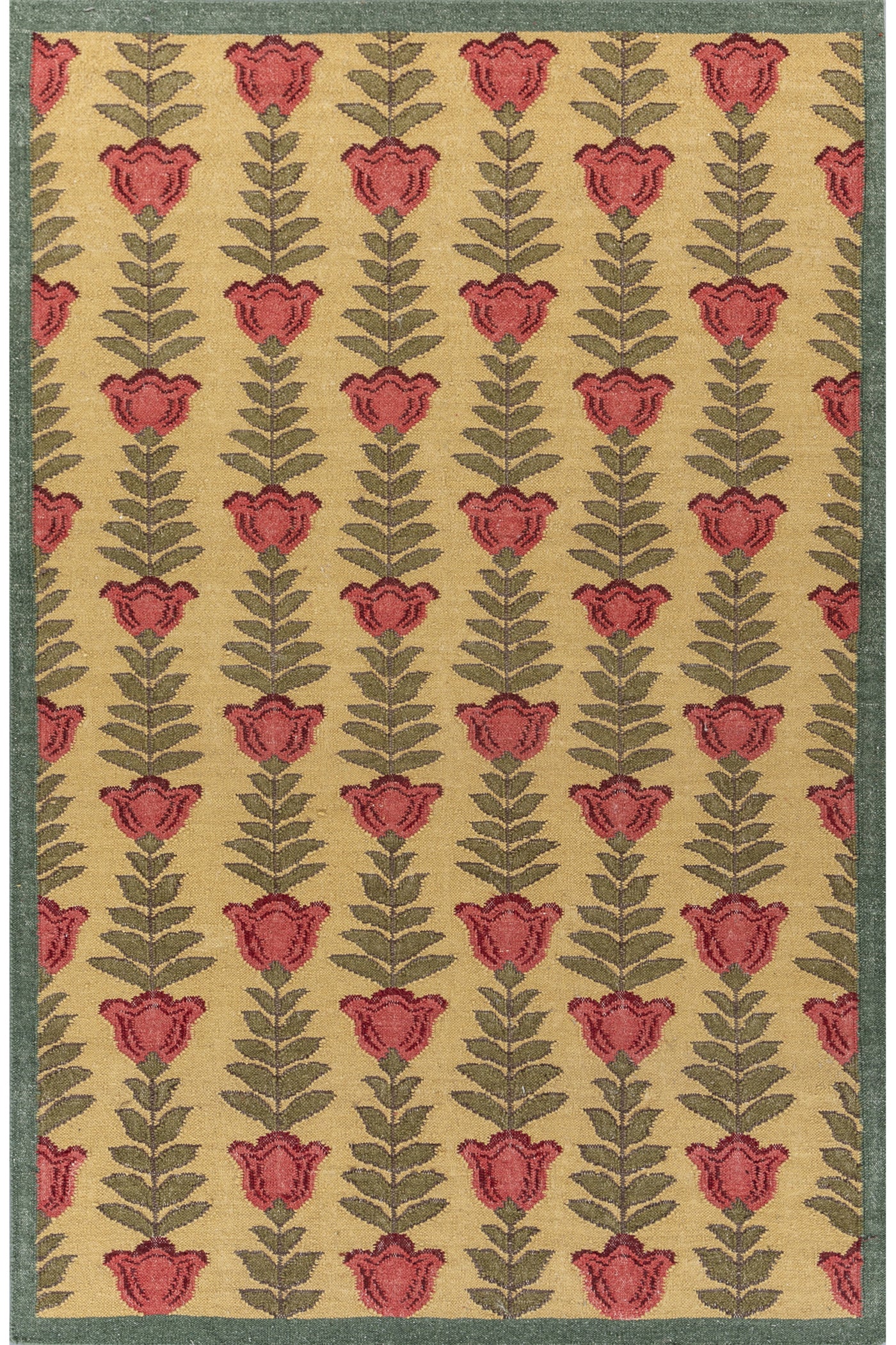Jaipur Rugs Soft Ethnic Floral 6X9 Feet Rug| Nugget Gold & Walnut Hand Knotted Dhurrie Carpet For Living Room