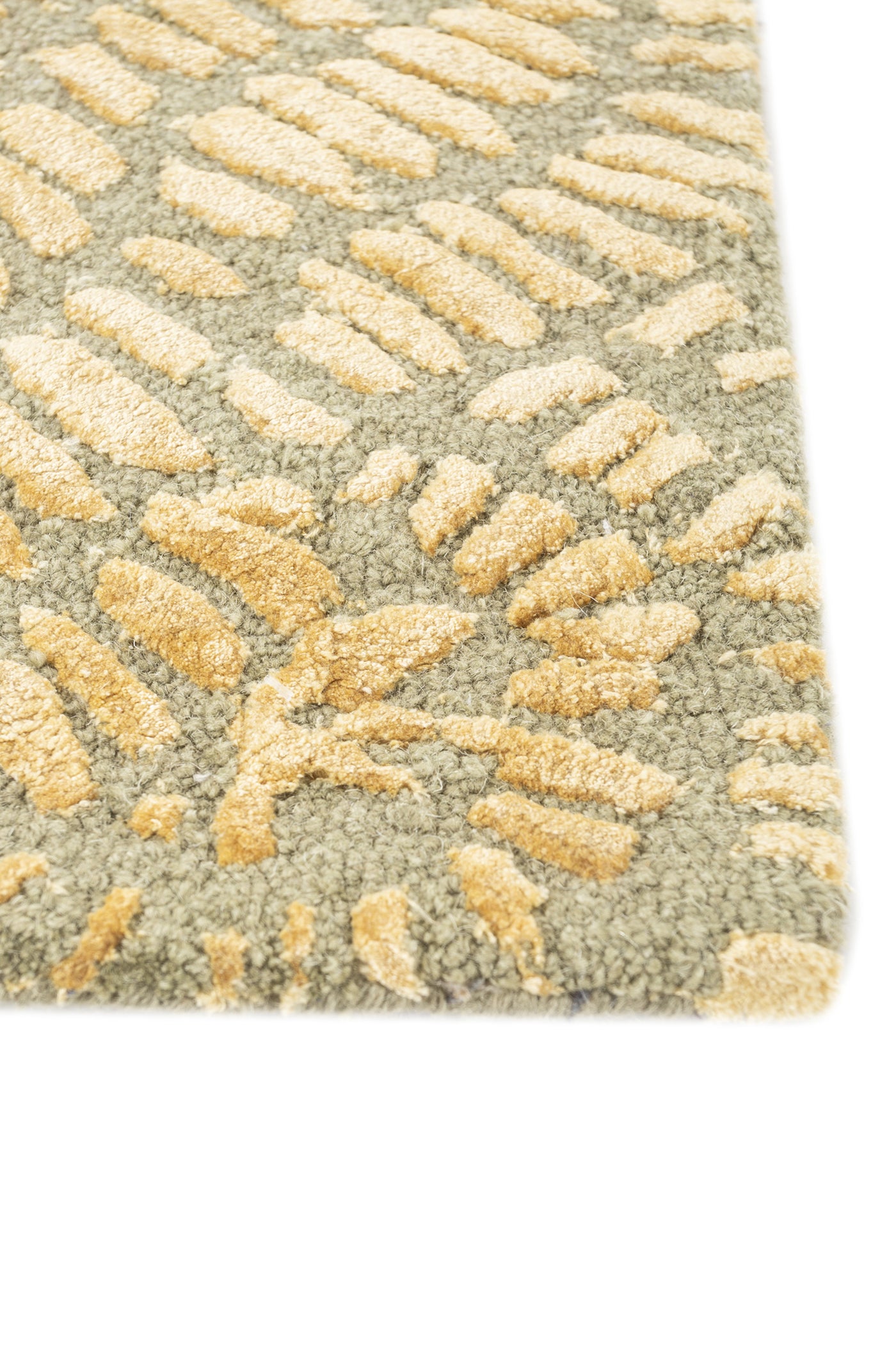 Jaipur Rugs Soft Textured 5X8 Feet Rug| Golden Apricot & Leaf Green Hand Tufted Rug Carpet For Living Room