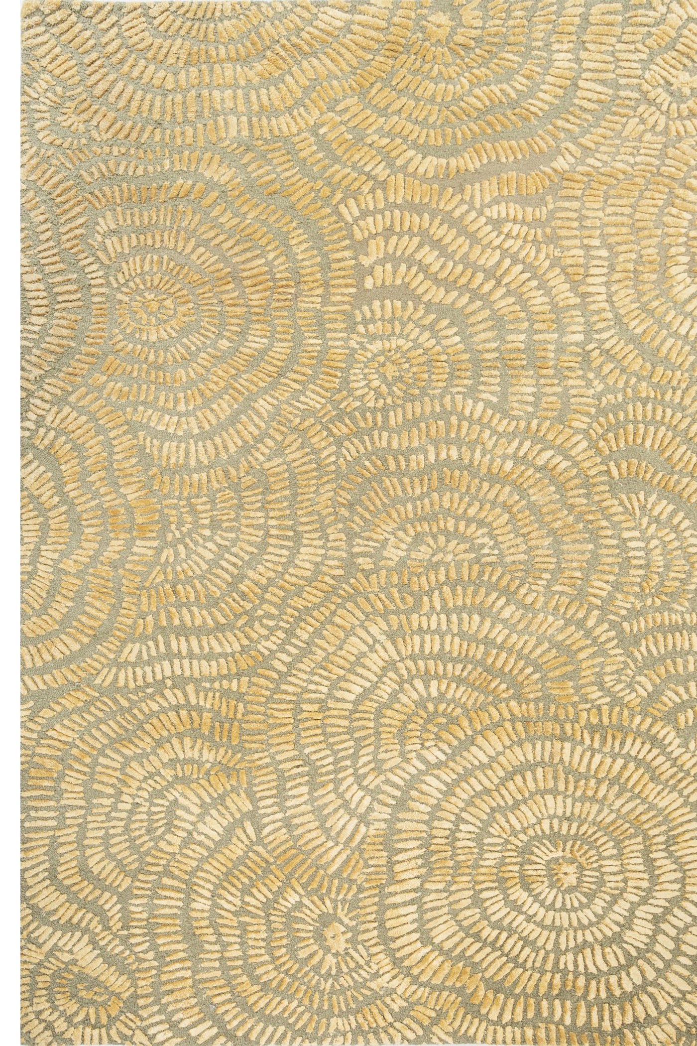 Jaipur Rugs Soft Textured 5X8 Feet Rug| Golden Apricot & Leaf Green Hand Tufted Rug Carpet For Living Room