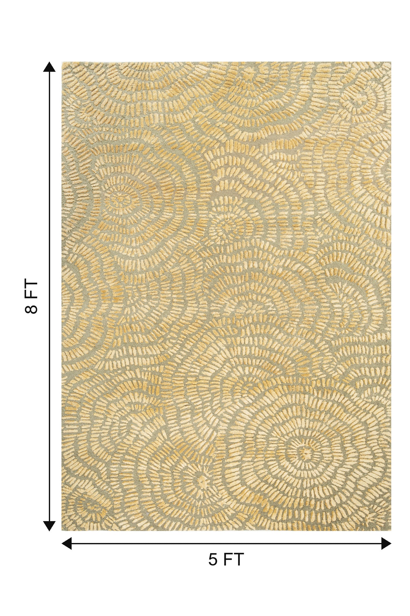Jaipur Rugs Soft Textured 5X8 Feet Rug| Golden Apricot & Leaf Green Hand Tufted Rug Carpet For Living Room