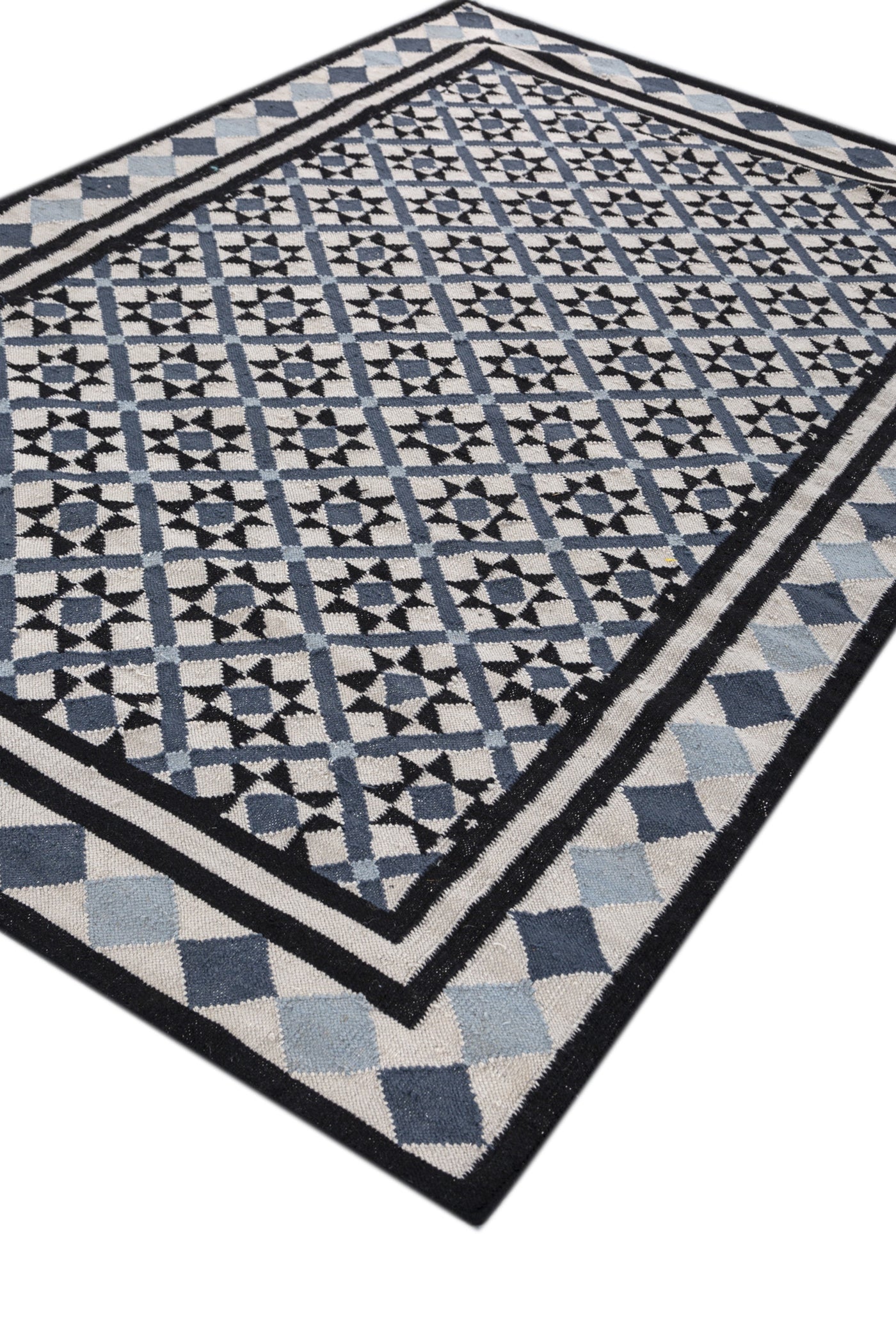 Jaipur Rugs Soft Trellis 5X8 Feet Rug| Antique White & Ebony Hand Knotted Dhurrie Carpet For Living Room