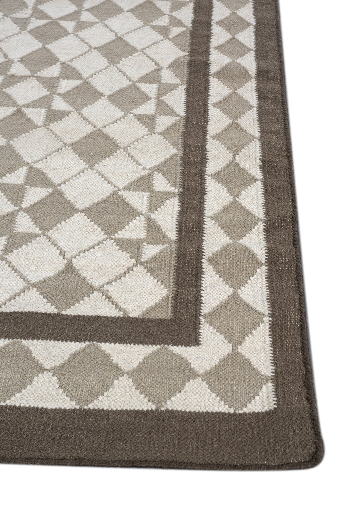 Jaipur Rugs Soft Geometric Lattice 5X8 Feet Rug| Undyed White & Lead Gray Hand Knotted Dhurrie Carpet For Living Room
