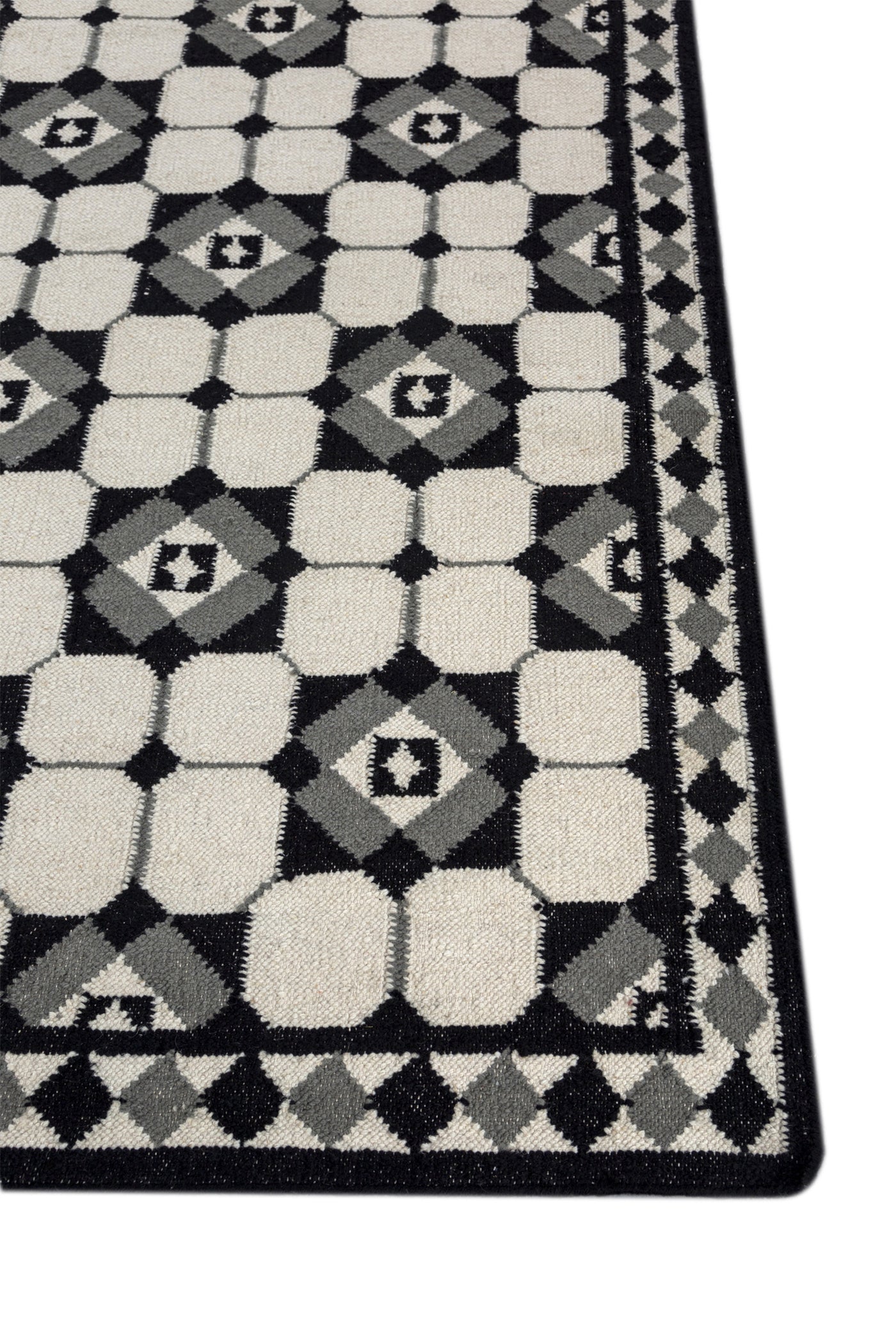 Jaipur Rugs Soft Geomatric 6X9 Feet Rug| Undyed White Hand Knotted Dhurrie Carpet For Living Room