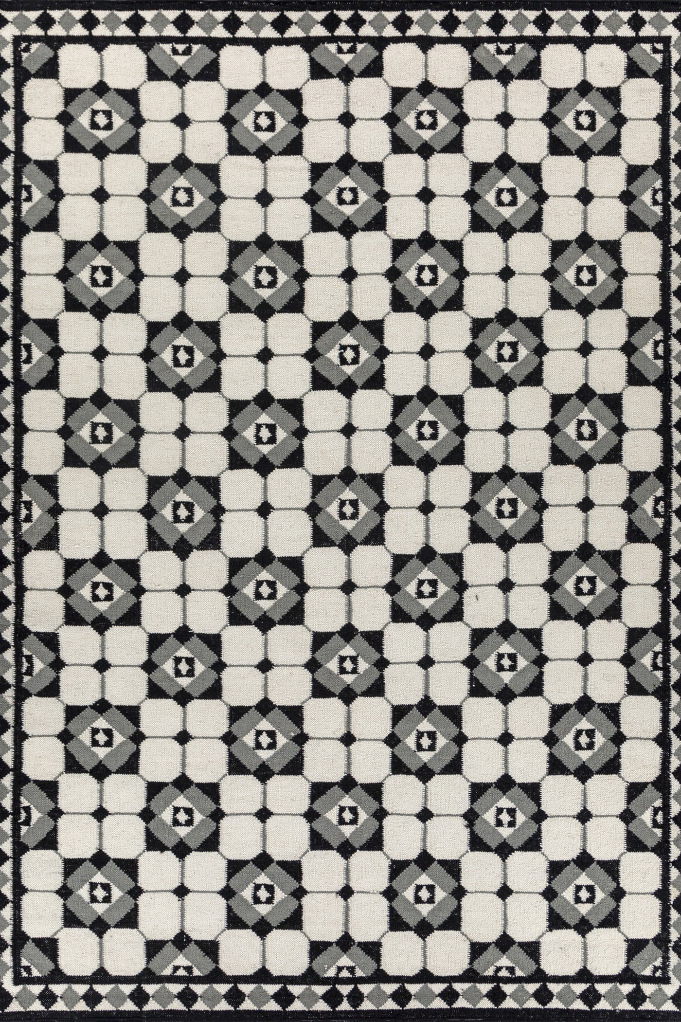 Jaipur Rugs Soft Geomatric 6X9 Feet Rug| Undyed White Hand Knotted Dhurrie Carpet For Living Room