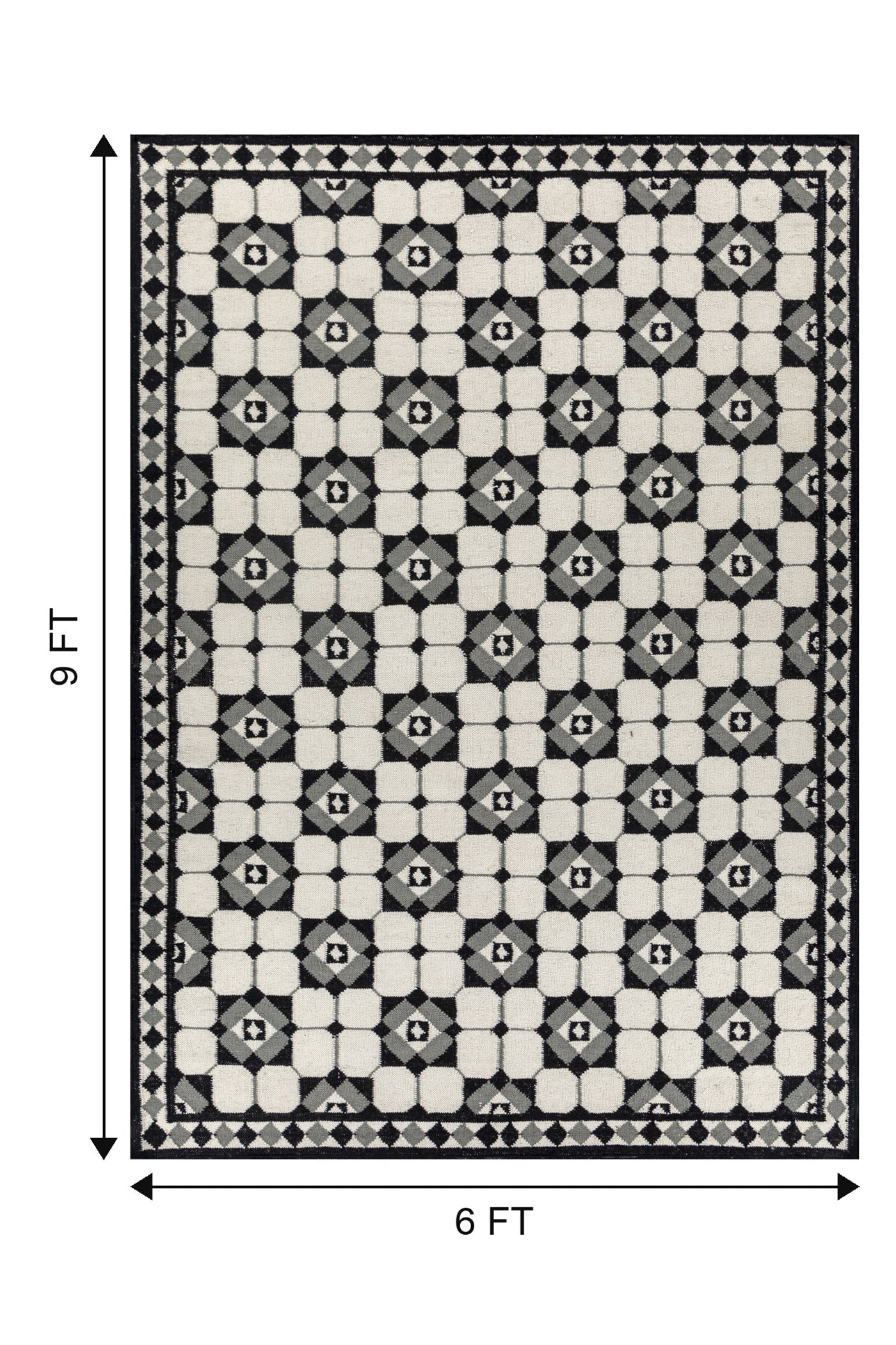 Jaipur Rugs Soft Geomatric 6X9 Feet Rug| Undyed White Hand Knotted Dhurrie Carpet For Living Room
