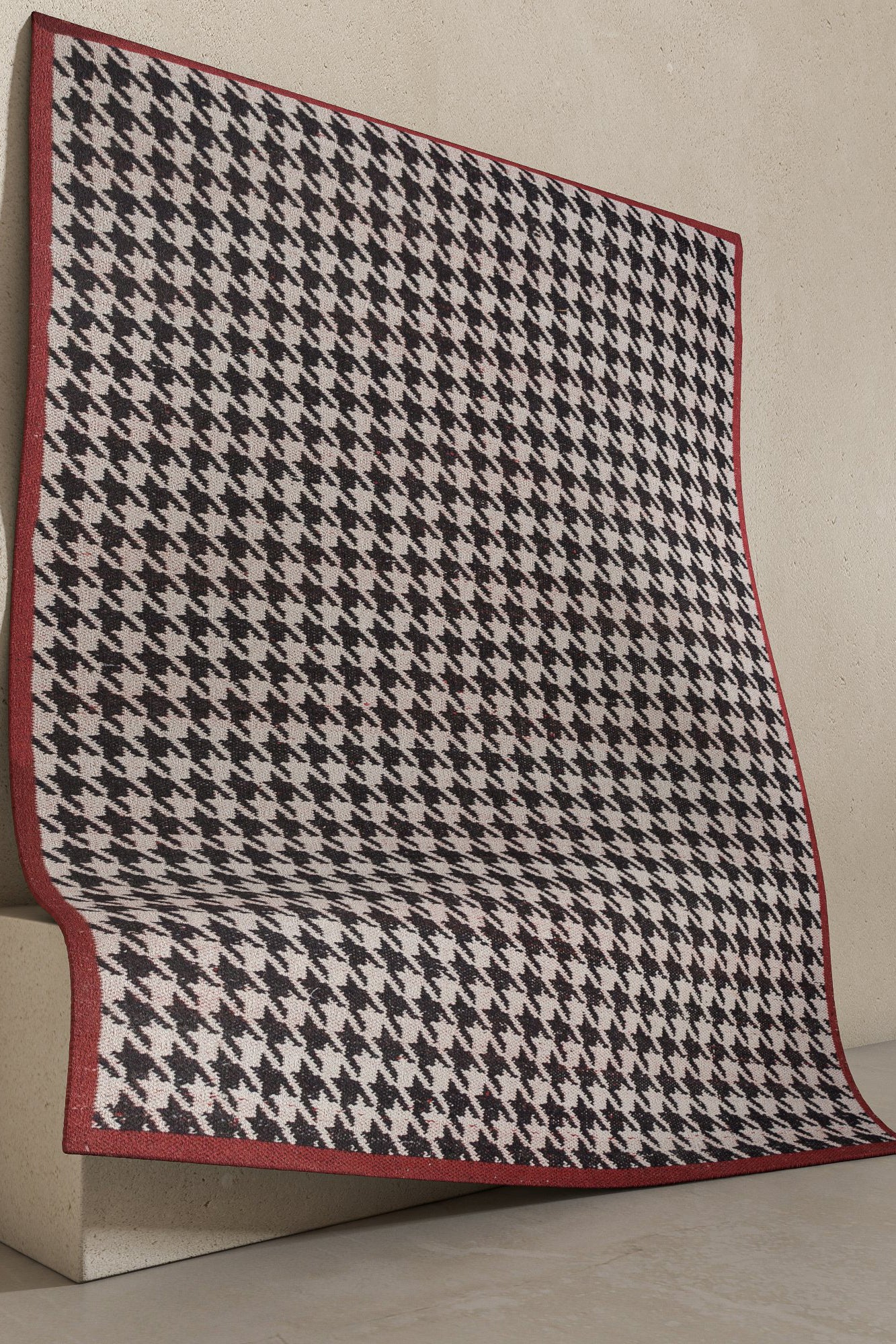 Jaipur Rugs Soft Houndstooth 6X9 Feet Rug| Ebony & Undyed White Hand Knotted Dhurrie Carpet For Living Room