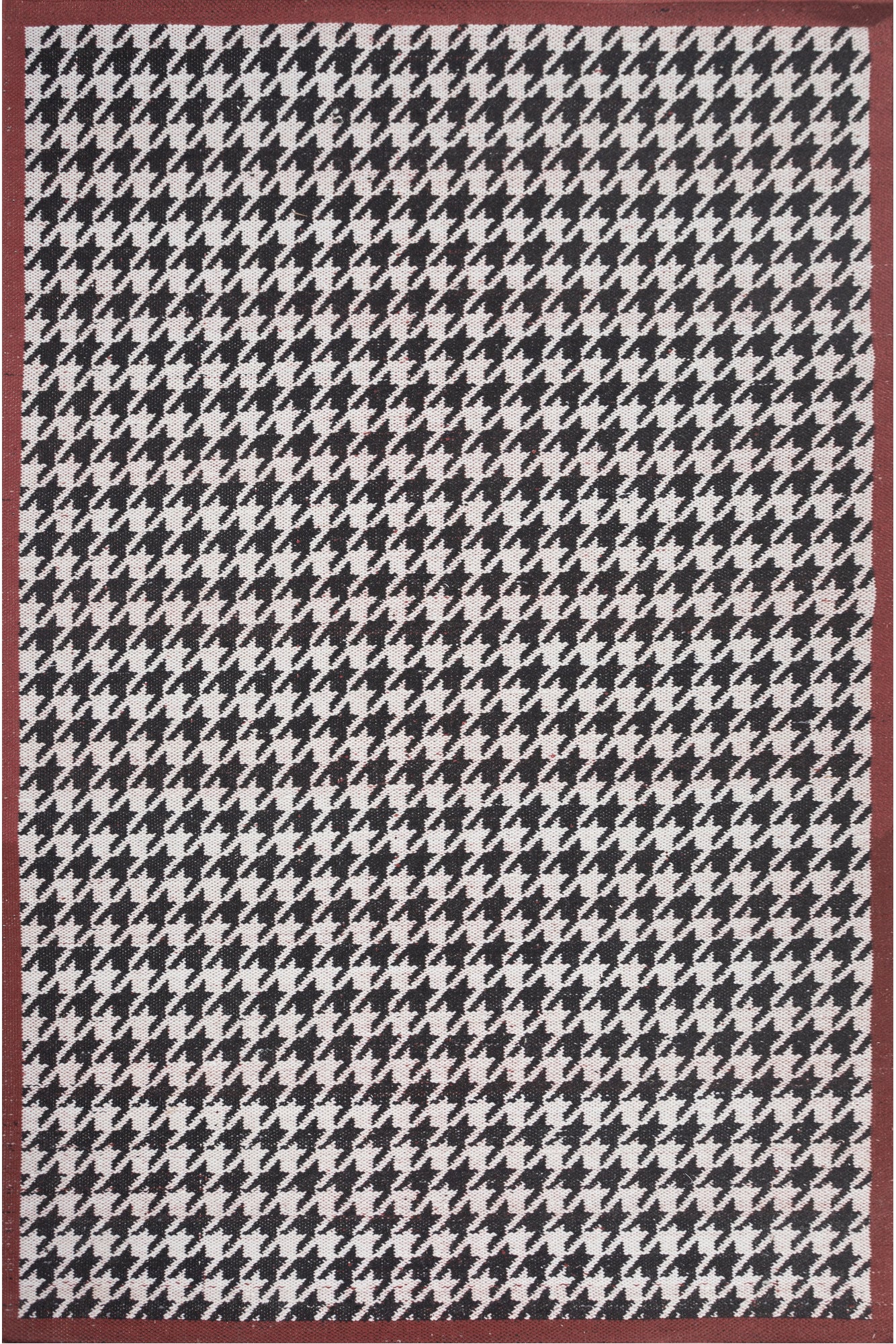 Jaipur Rugs Soft Houndstooth 6X9 Feet Rug| Ebony & Undyed White Hand Knotted Dhurrie Carpet For Living Room
