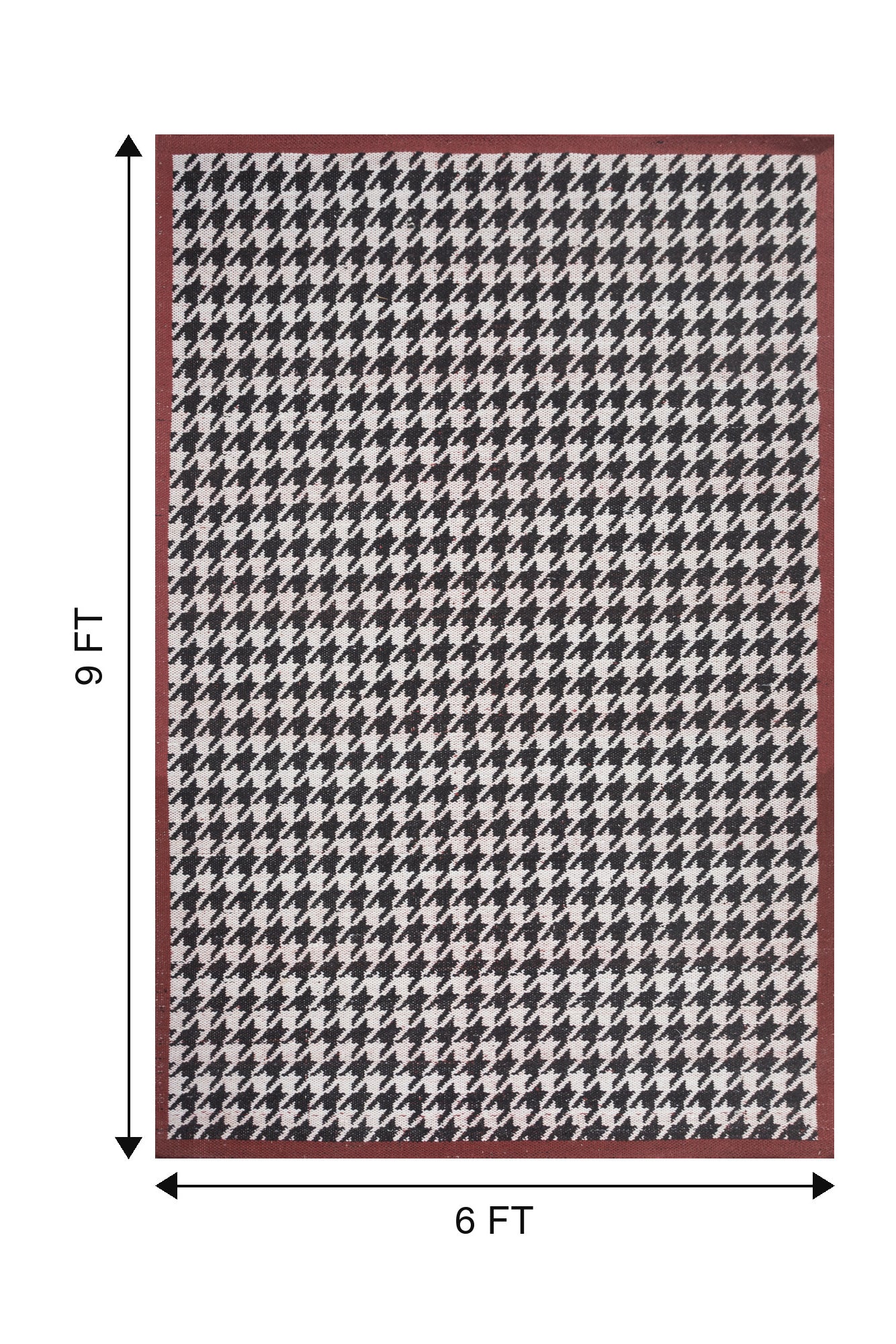 Jaipur Rugs Soft Houndstooth 6X9 Feet Rug| Ebony & Undyed White Hand Knotted Dhurrie Carpet For Living Room