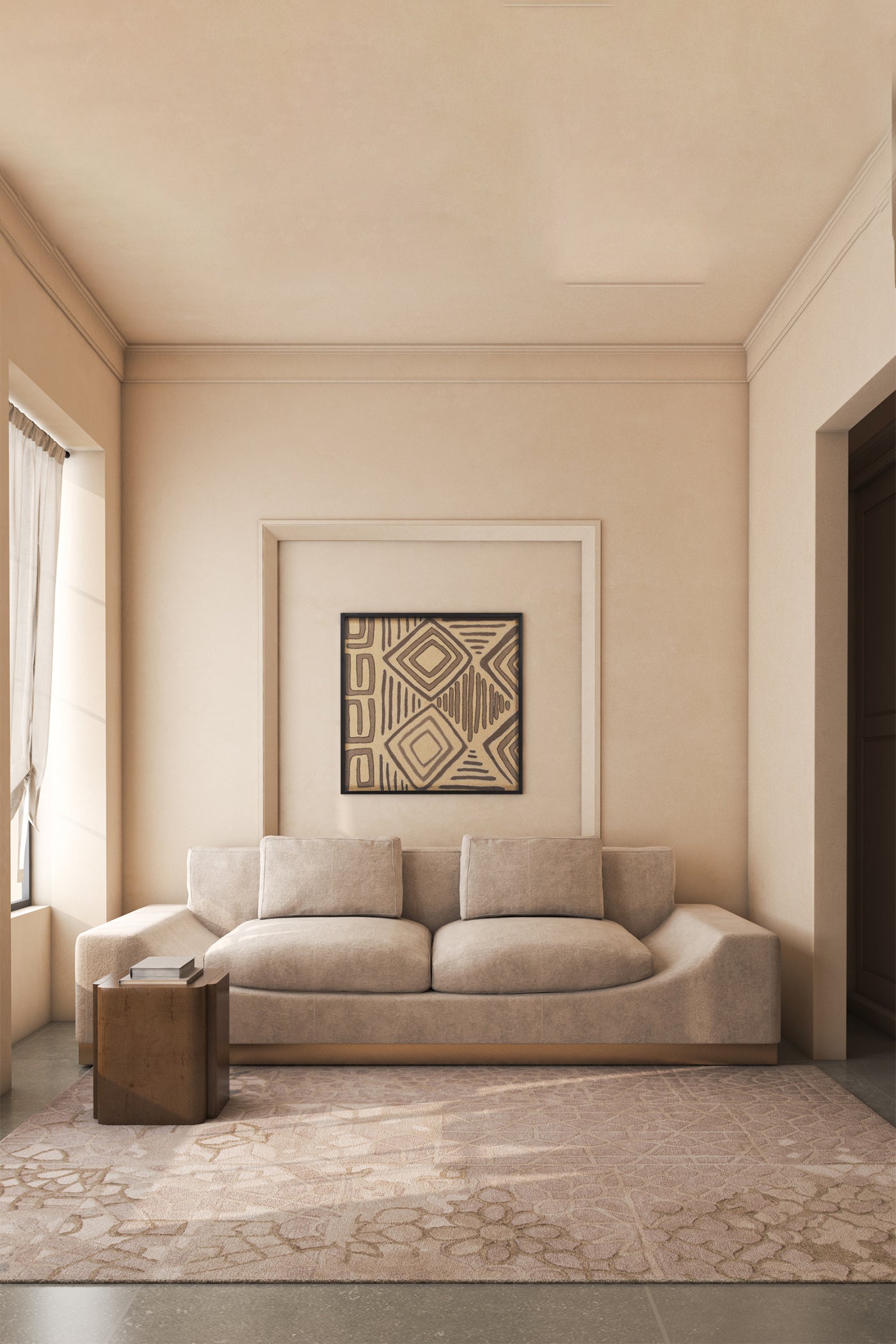 Jaipur Rugs Soft Abstract 6'8X9'8 Feet Rug| Antique White & Dark Ivory Hand Tufted Rug Carpet For Living Room