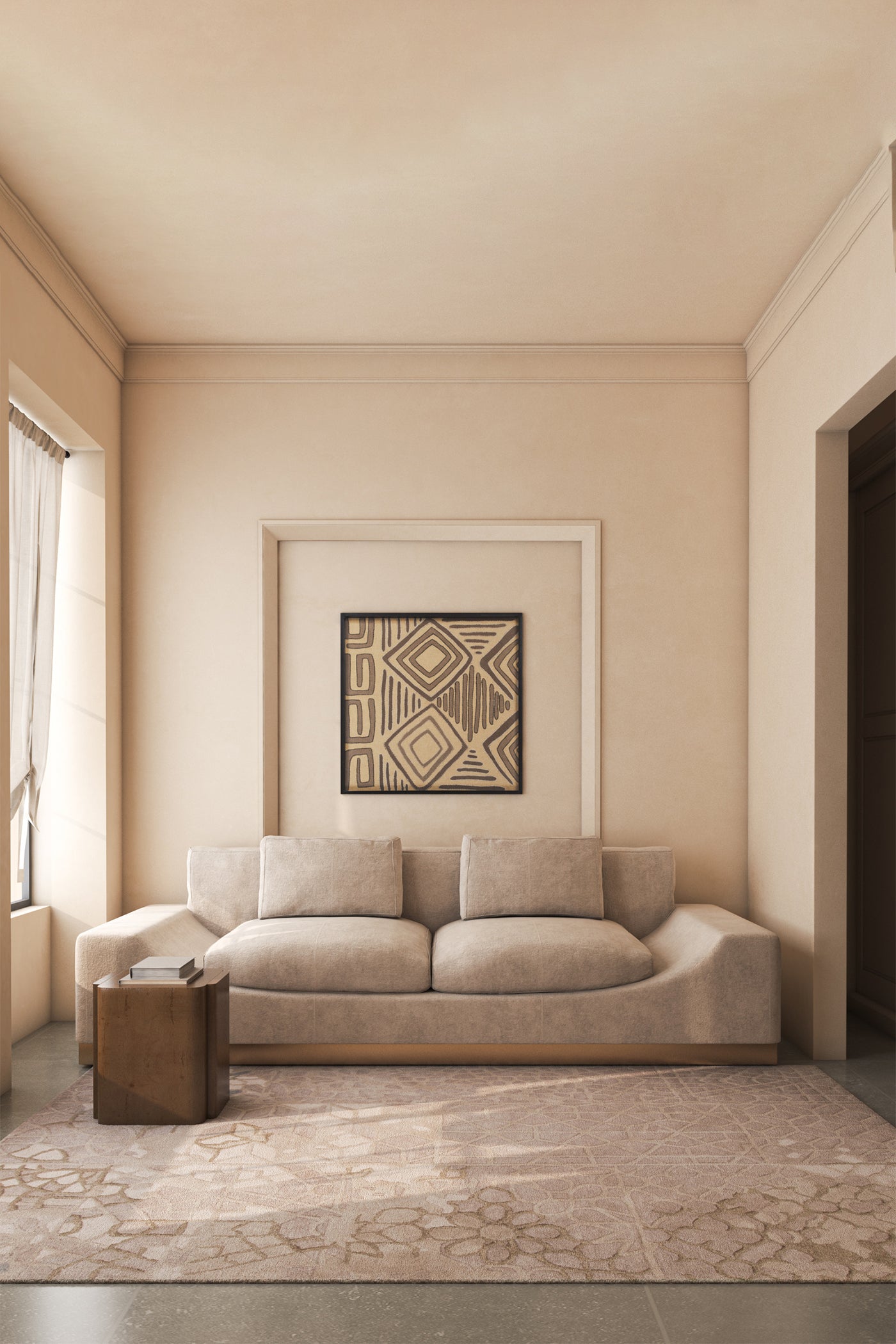 Jaipur Rugs Soft Abstract 8X12 Feet Rug| Antique White & Dark Ivory Hand Tufted Rug Carpet For Living Room