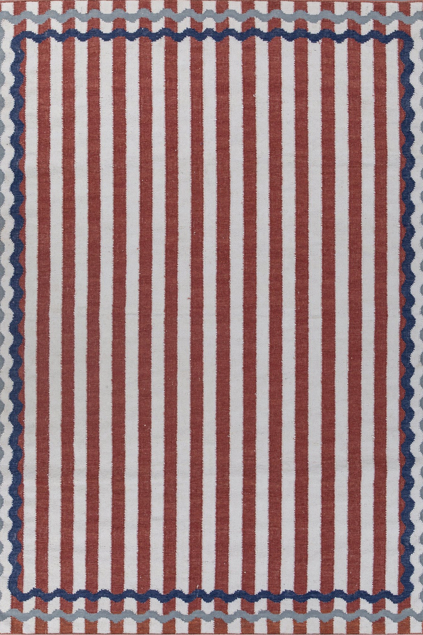 Jaipur Rugs Soft Striped 6X9 Feet Rug| Undyed White & Tabasco Hand Knotted Dhurrie Carpet For Living Room