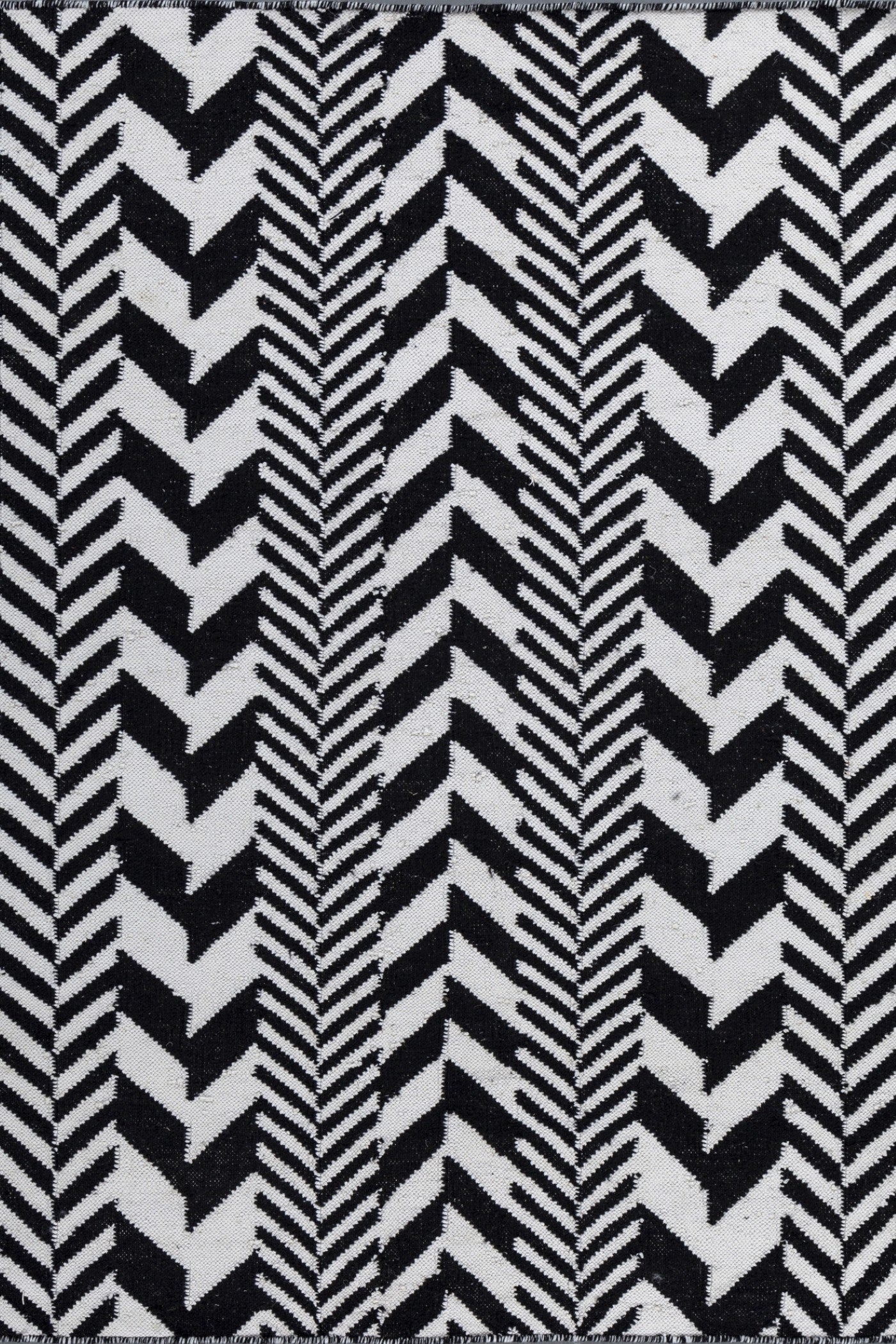 Jaipur Rugs Soft Interlocking Chevron 4X6 Feet Rug| Ebony & Undyed White Hand Knotted Dhurrie Carpet For Living Room