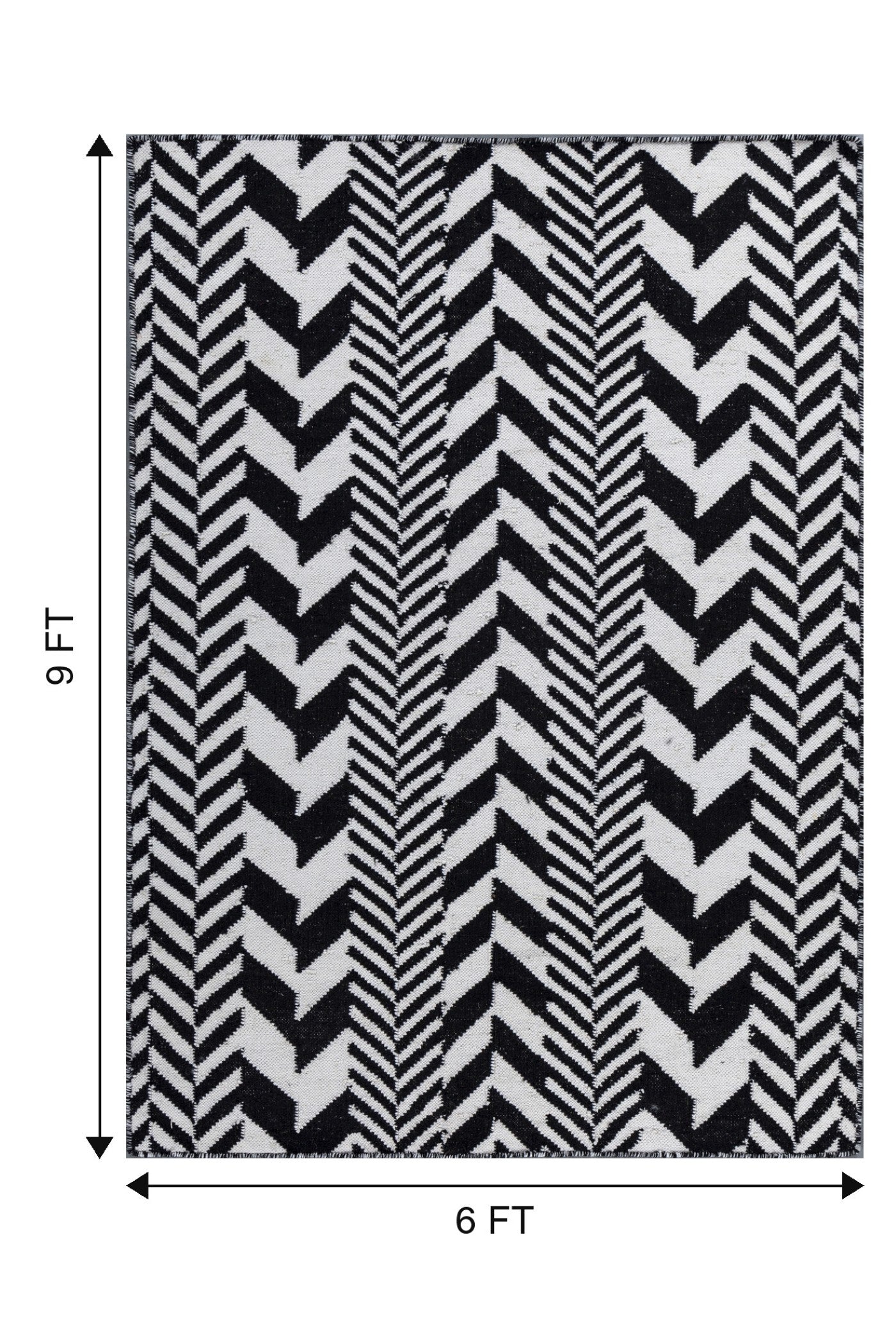 Jaipur Rugs Soft Interlocking Chevron 6X9 Feet Rug| Ebony & Undyed White Hand Knotted Dhurrie Carpet For Living Room