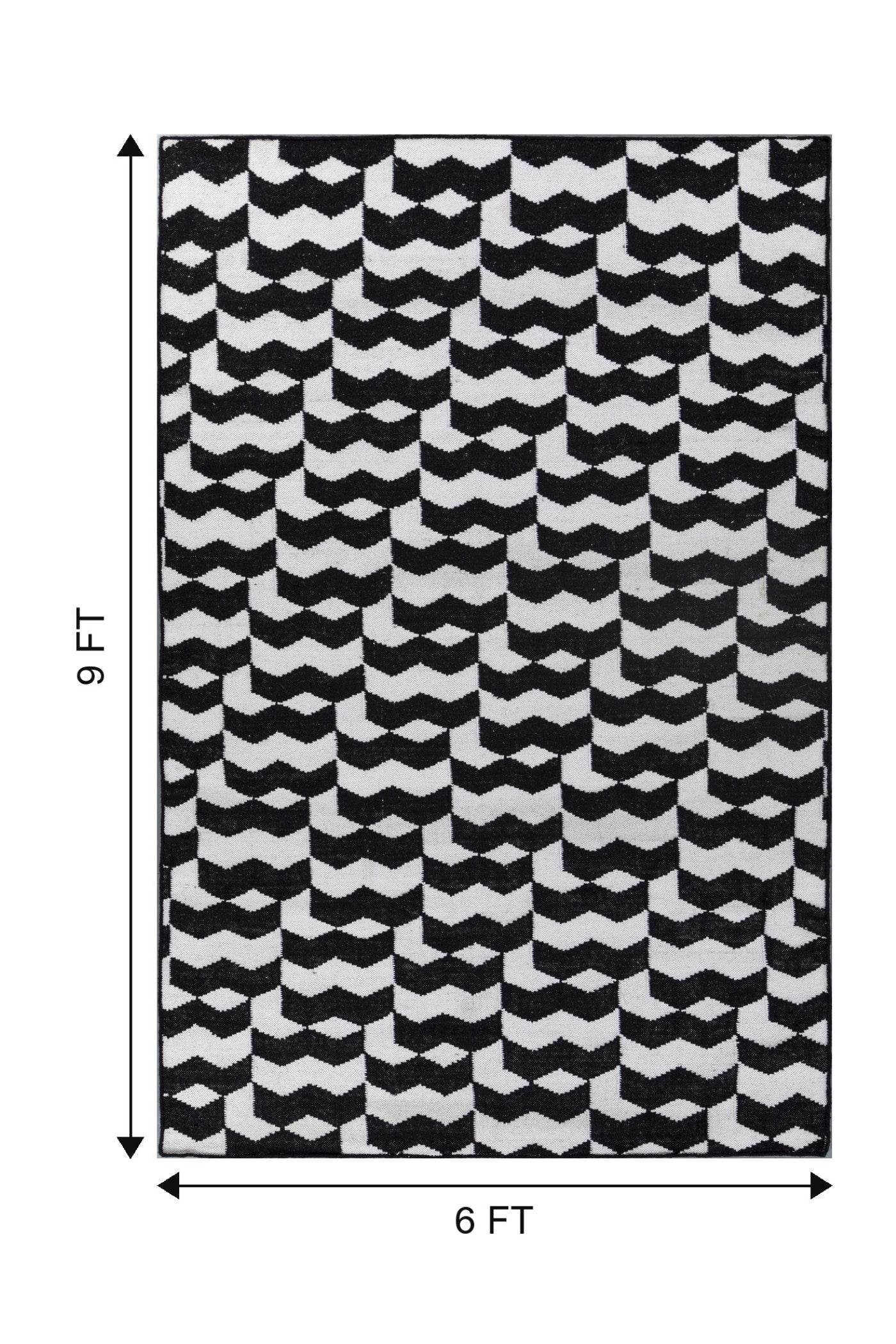 Jaipur Rugs Soft Geomatric 6X9 Feet Rug| Ebony & Undyed White Hand Knotted Dhurrie Carpet For Living Room