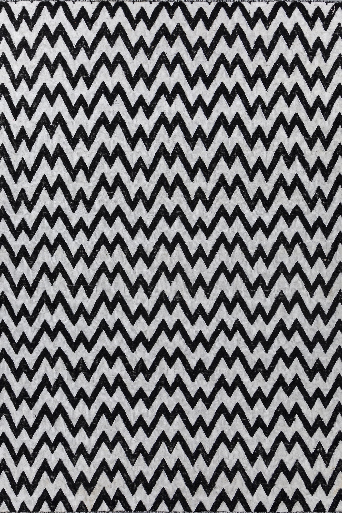 Jaipur Rugs Soft Chevron 6X9 Feet Rug| Ebony & Undyed White Hand Knotted Dhurrie Carpet For Living Room