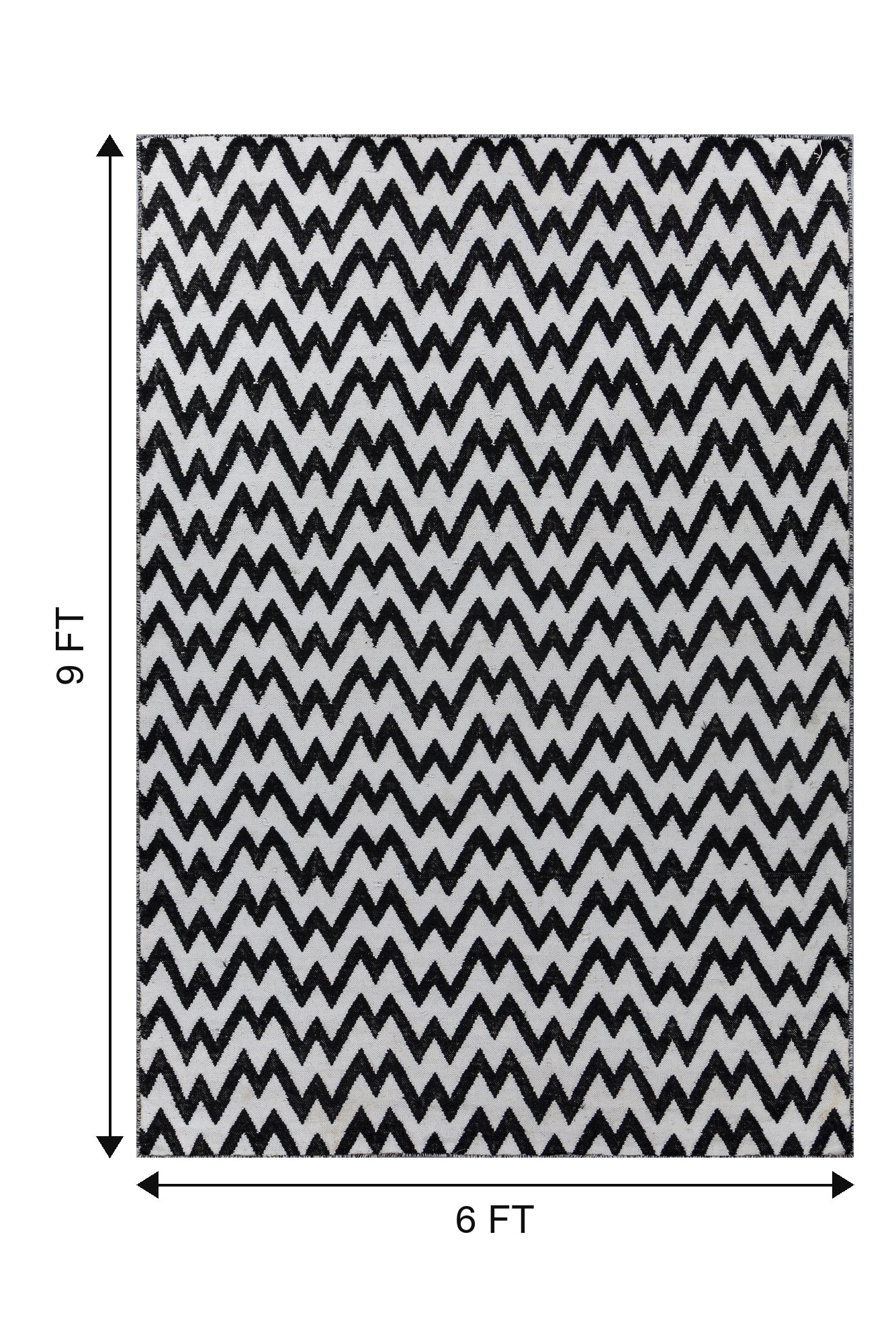 Jaipur Rugs Soft Chevron 6X9 Feet Rug| Ebony & Undyed White Hand Knotted Dhurrie Carpet For Living Room